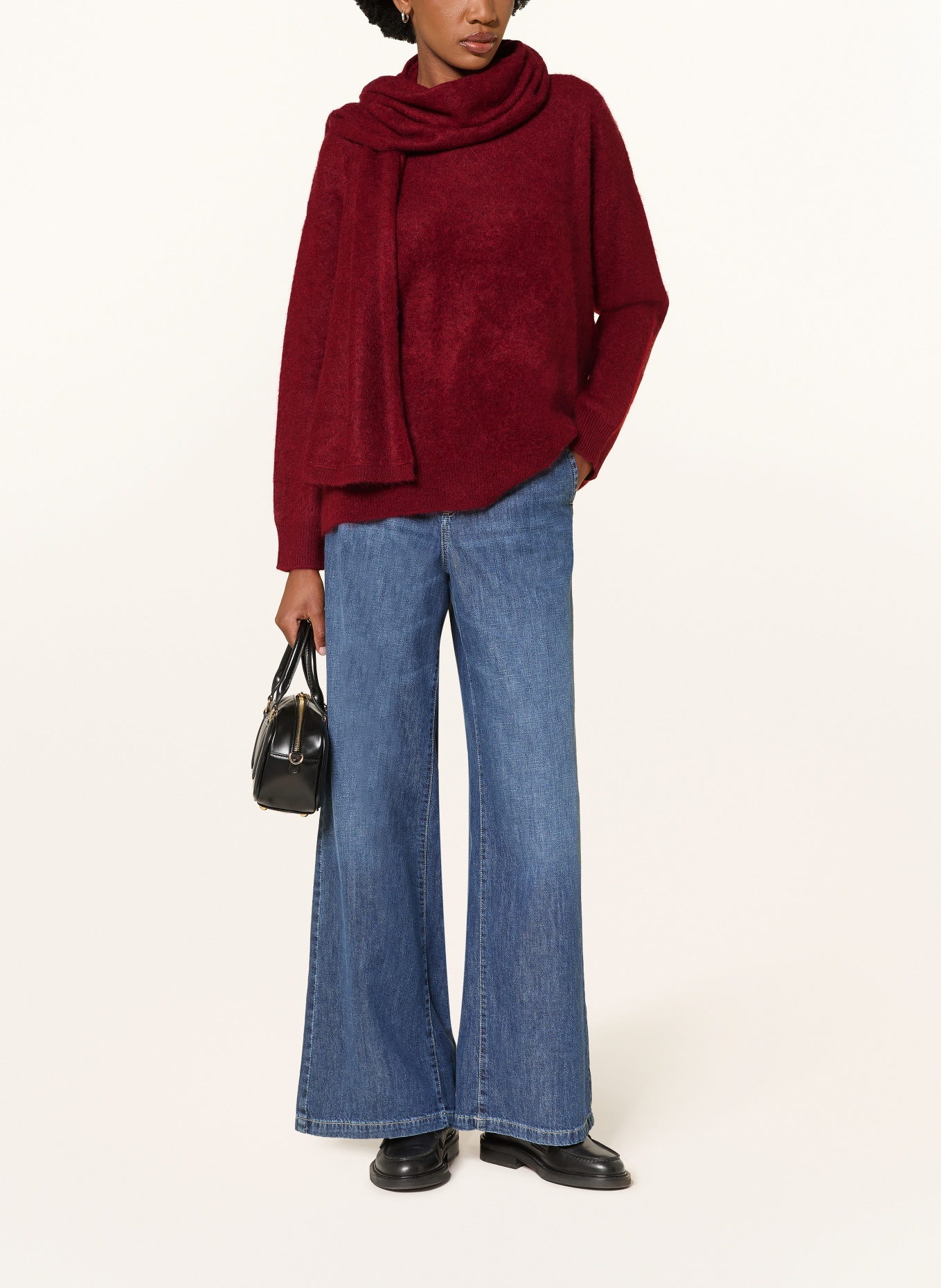 S Max Mara Pullover ARIA mit abnehmbarem Schal: DUNKELROT