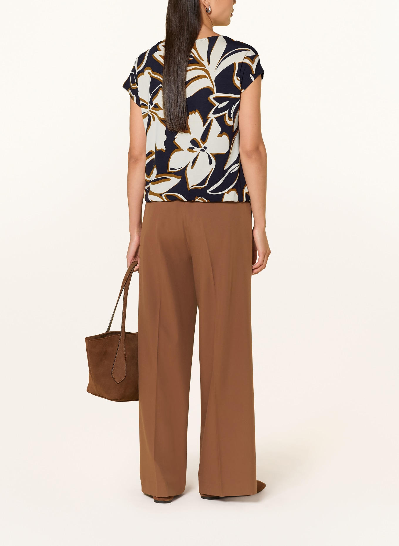 Betty Barclay Jersey shirt blouse: DARK BLUE / BROWN / BEIGE