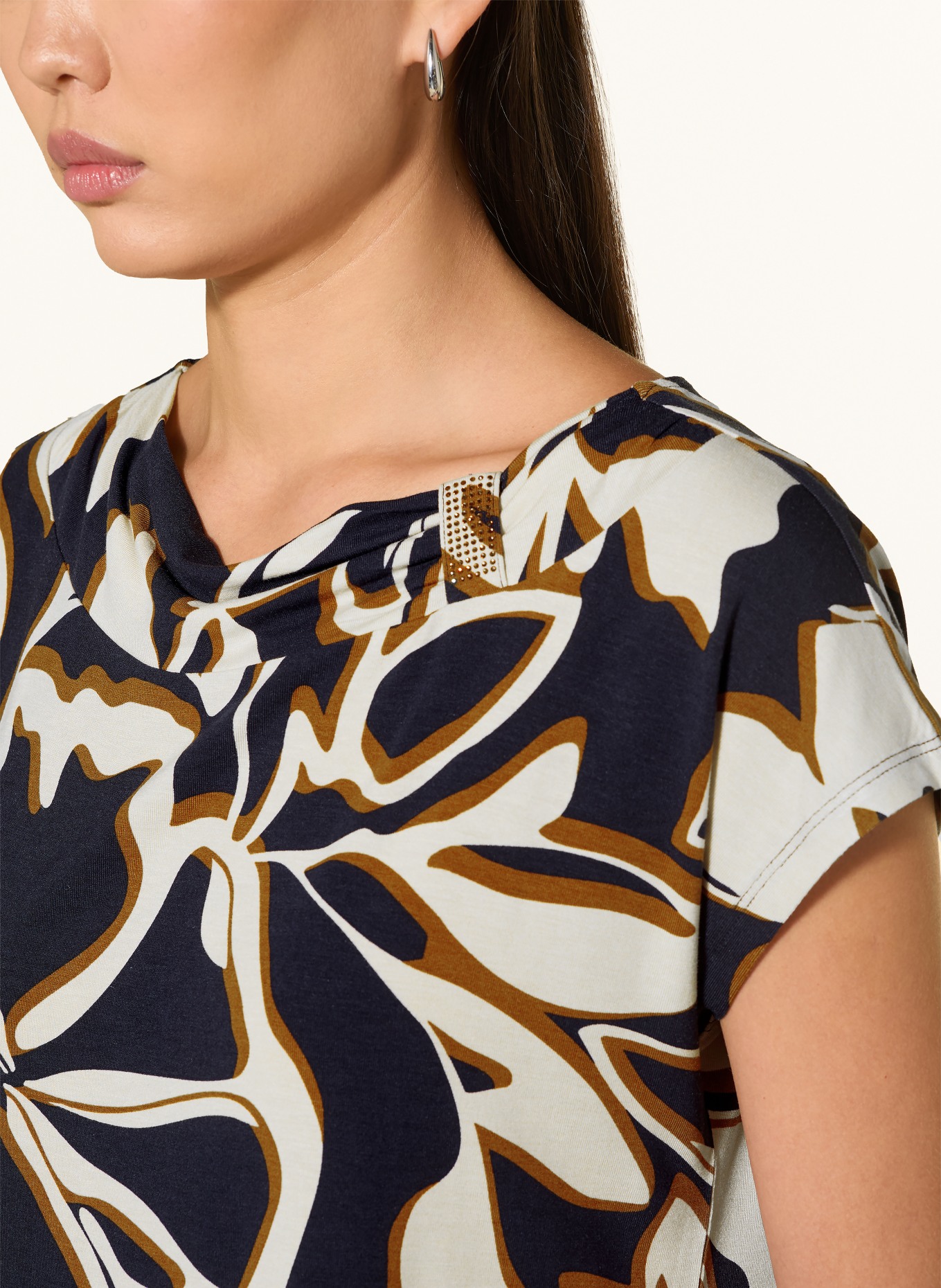 Betty Barclay Jersey shirt blouse: DARK BLUE / BROWN / BEIGE