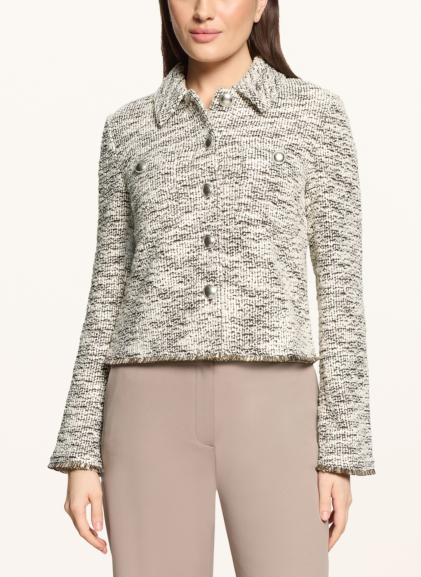 Betty Barclay Bouclé-jas met glittergaren: CRÈME / ZWART