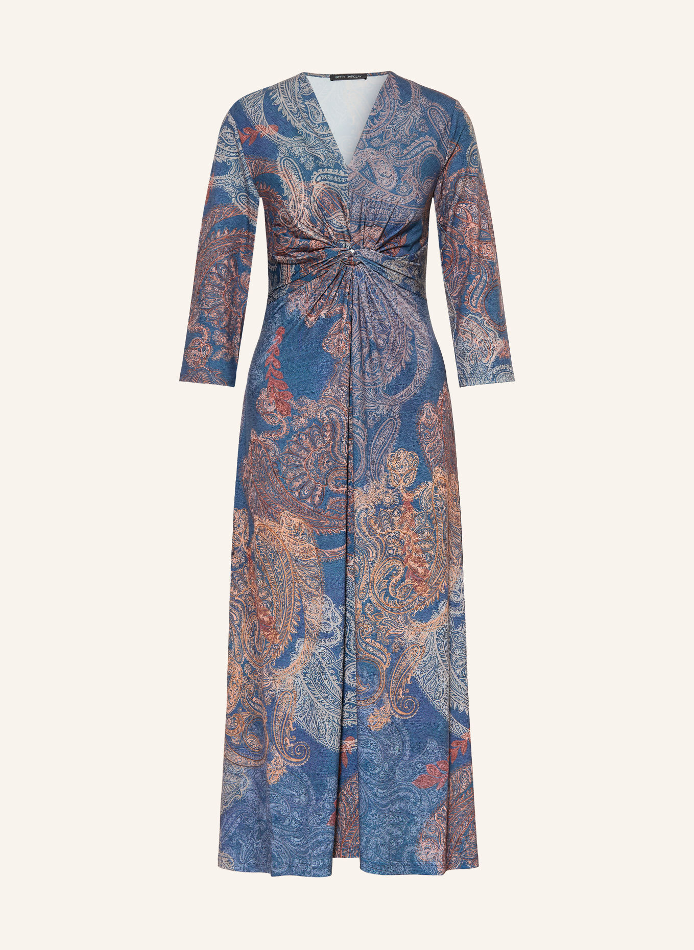 Betty Barclay Jersey dress with 3/4 sleeves: BLUE / CAMEL