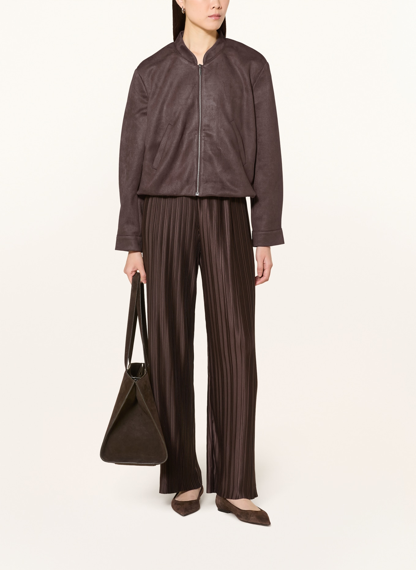 Betty Barclay Leather-look bomber jacket: DARK BROWN