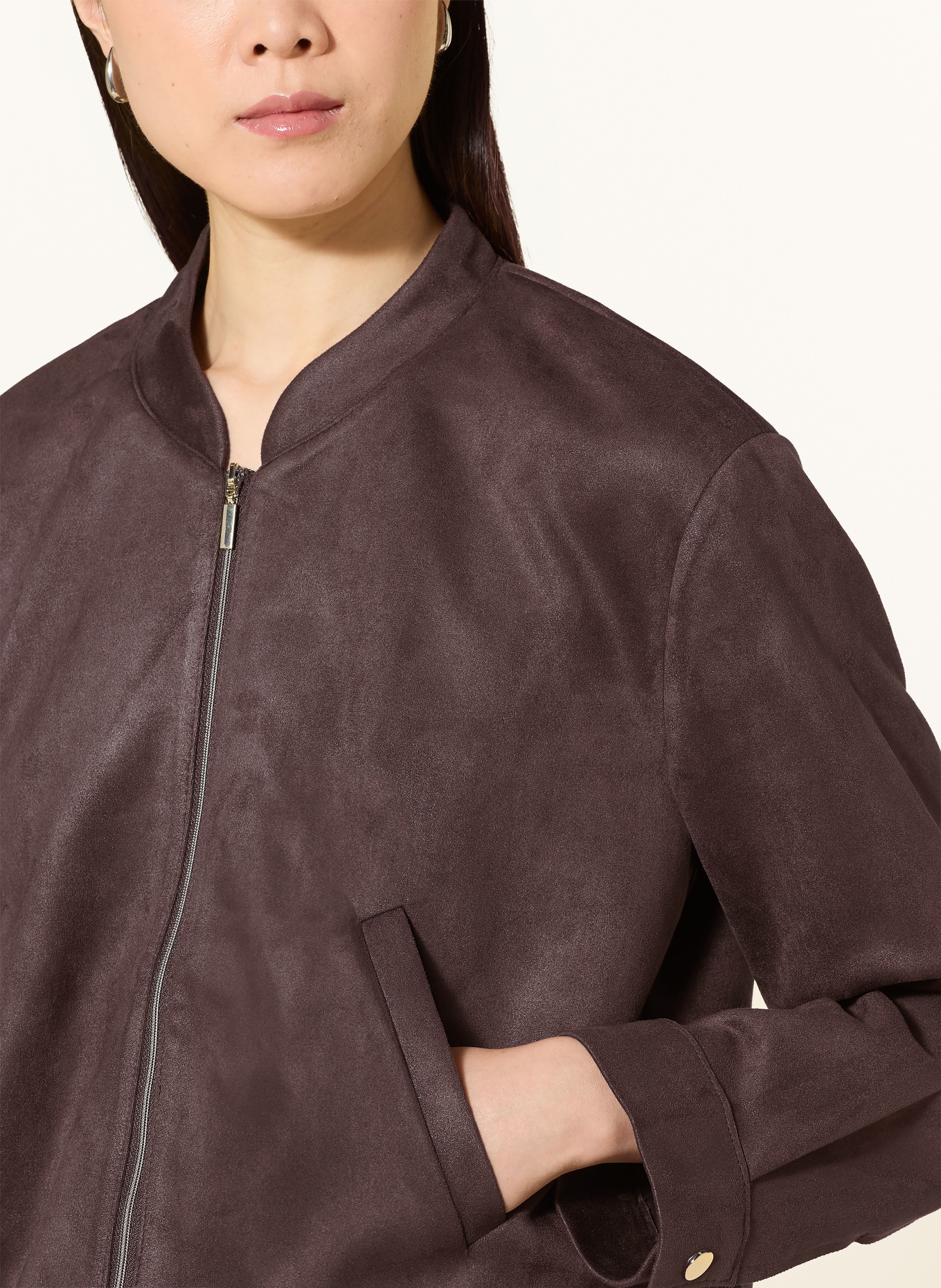 Betty Barclay Leather-look bomber jacket: DARK BROWN