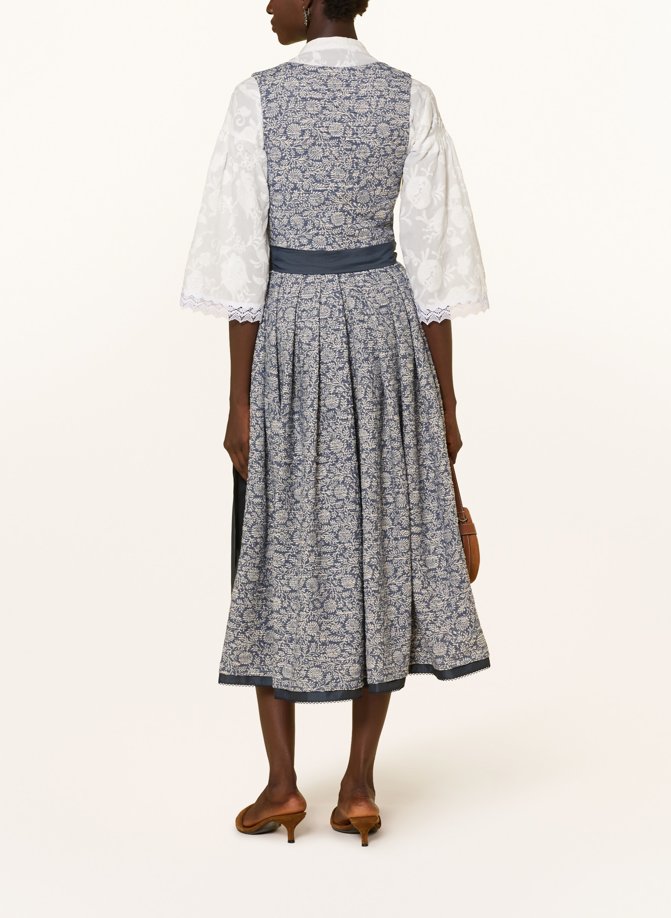 SPORTALM Dirndl: DONKERBLAUW / WIT