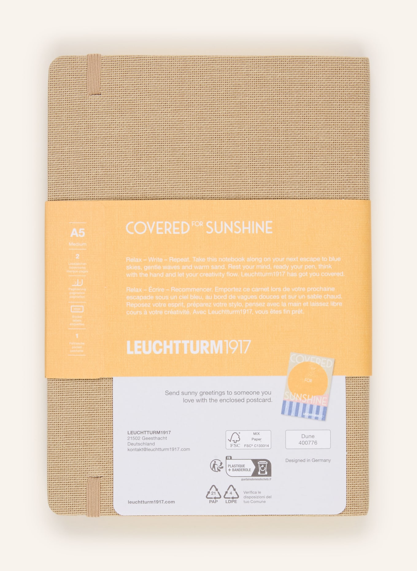 LEUCHTTURM1917 Carnet MEDIUM: BEIGE / JAUNE CLAIR