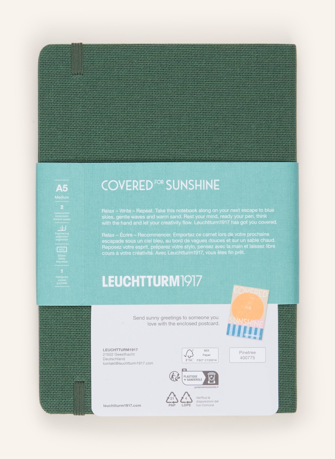 LEUCHTTURM1917 Carnet MEDIUM: VERT / VERT CLAIR
