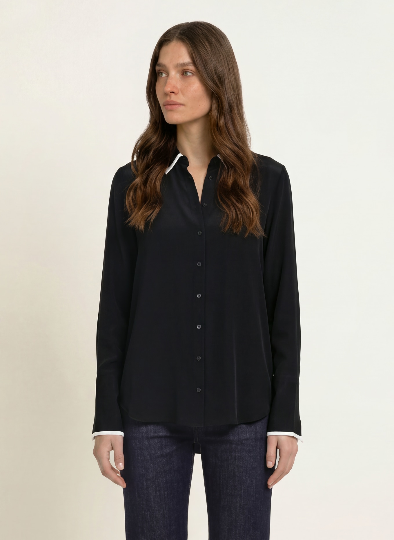 ÉMANOU Silk blouse: BLACK / WHITE