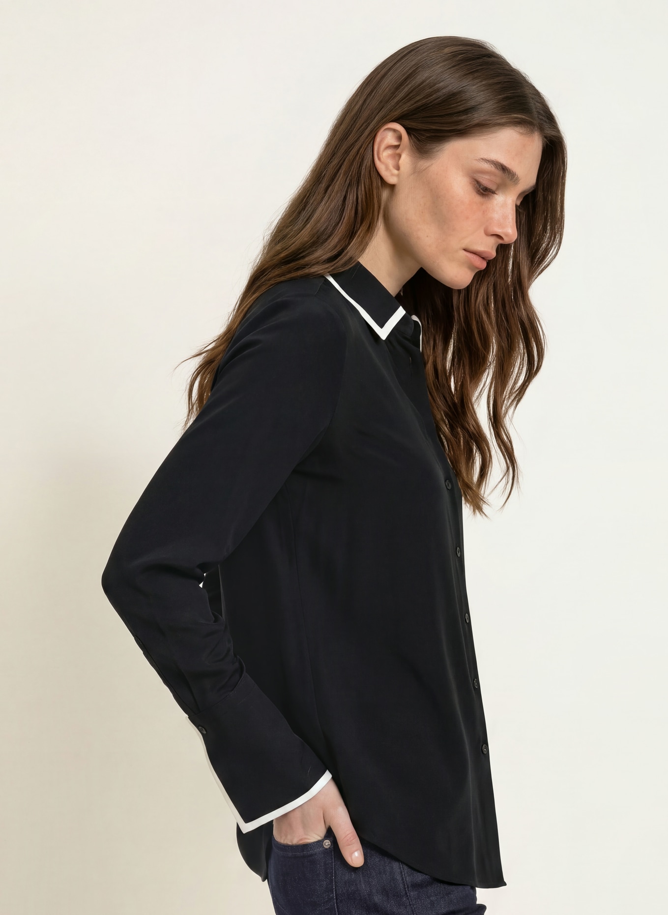 ÉMANOU Silk blouse: BLACK / WHITE