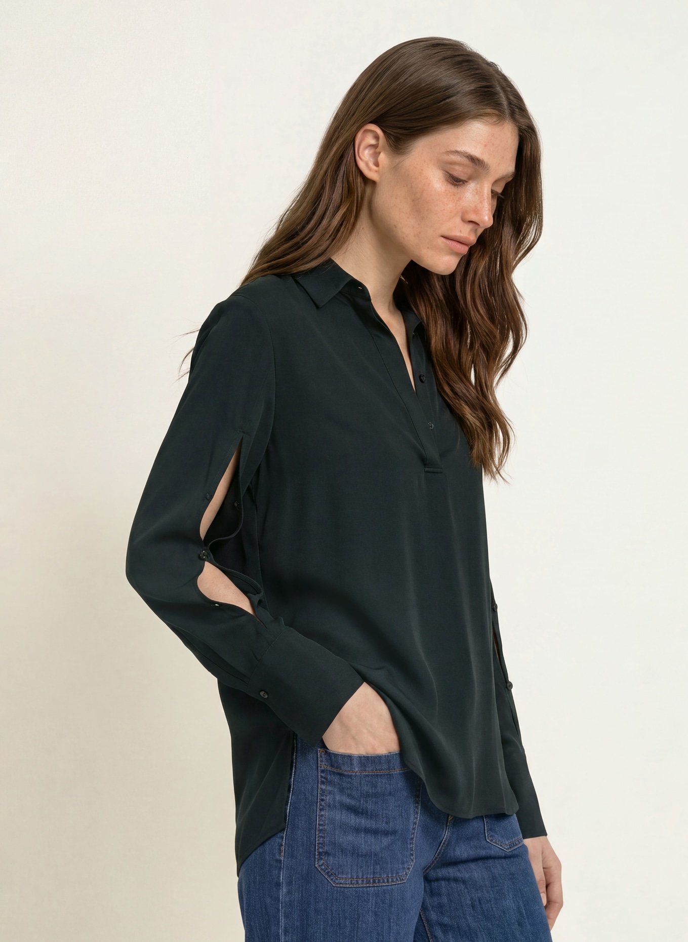 ÉMANOU VIOLETTE blouse shirt with silk: BLACK