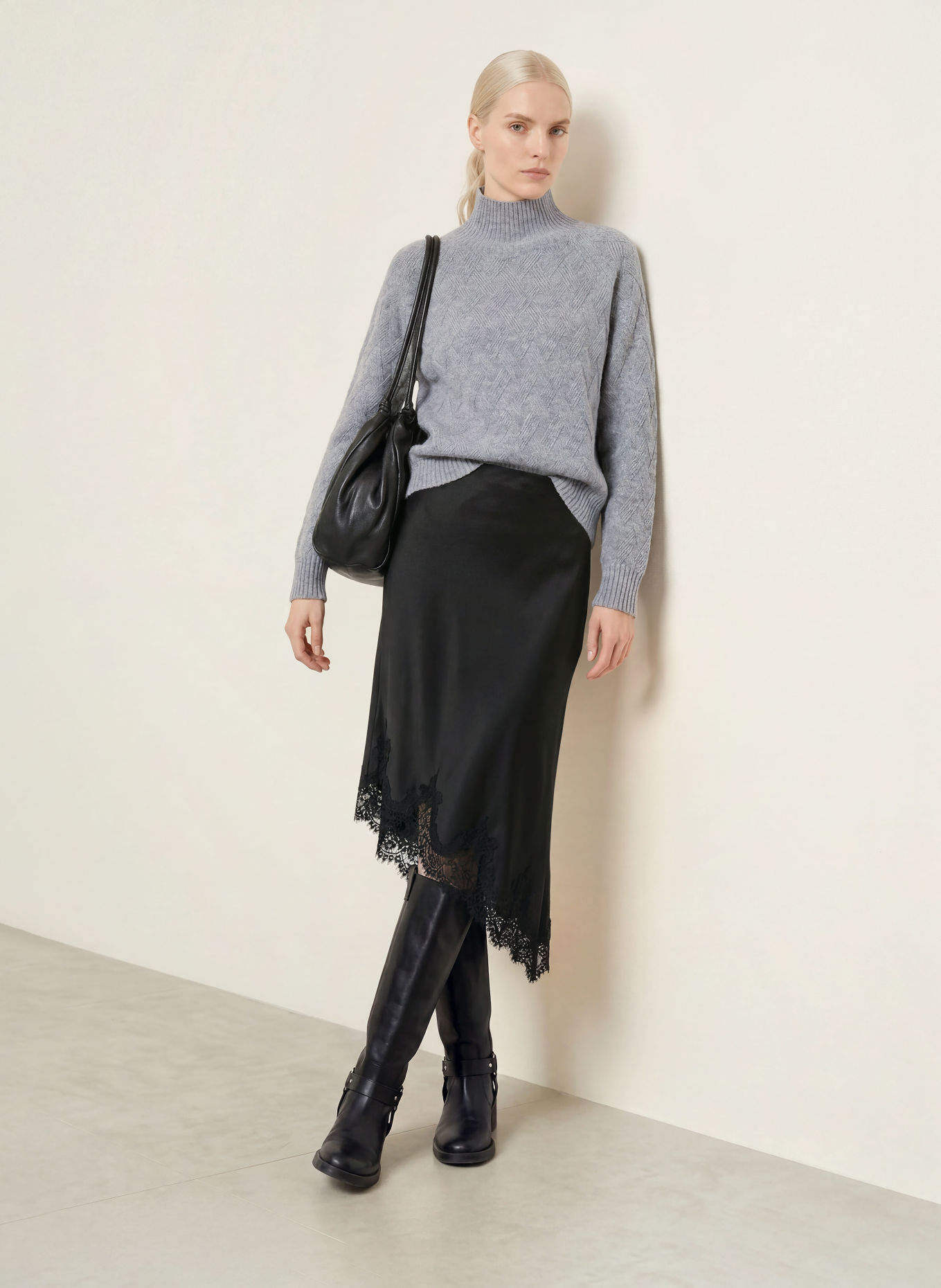 darling harbour Pullover mit Cashmere: GREY MELANGE