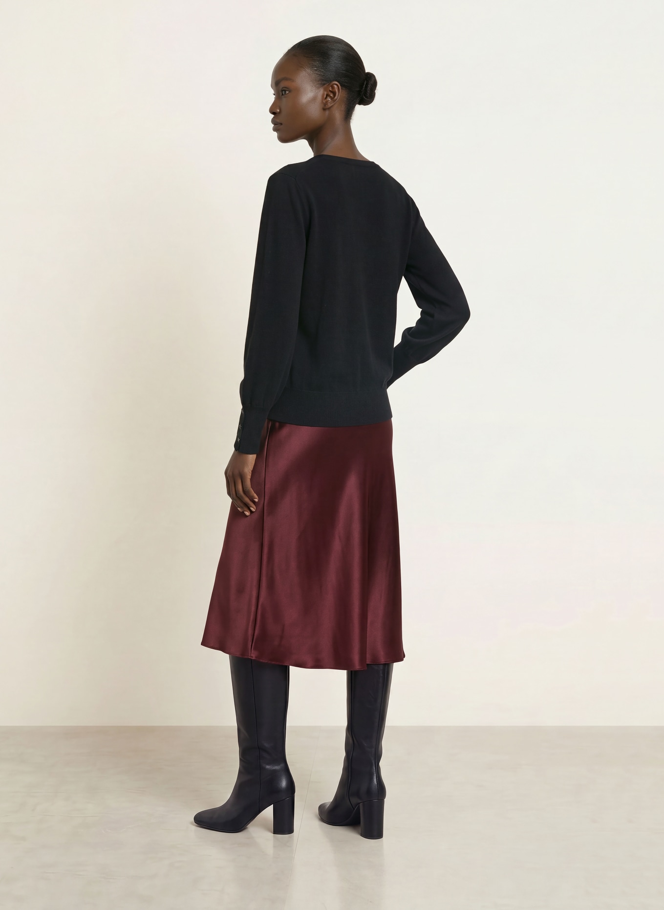 HERZENS Jupe en satin RUBY: ROUGE FONCÉ