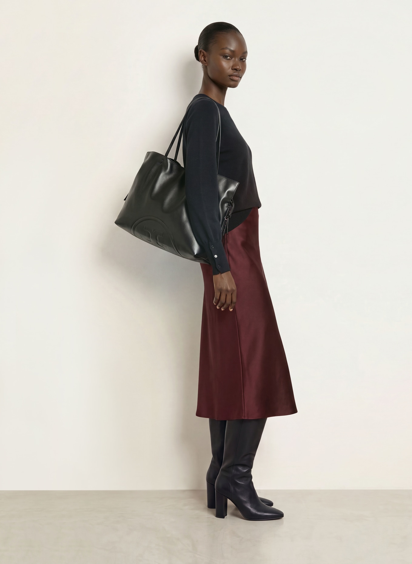 HERZENS Jupe en satin RUBY: ROUGE FONCÉ