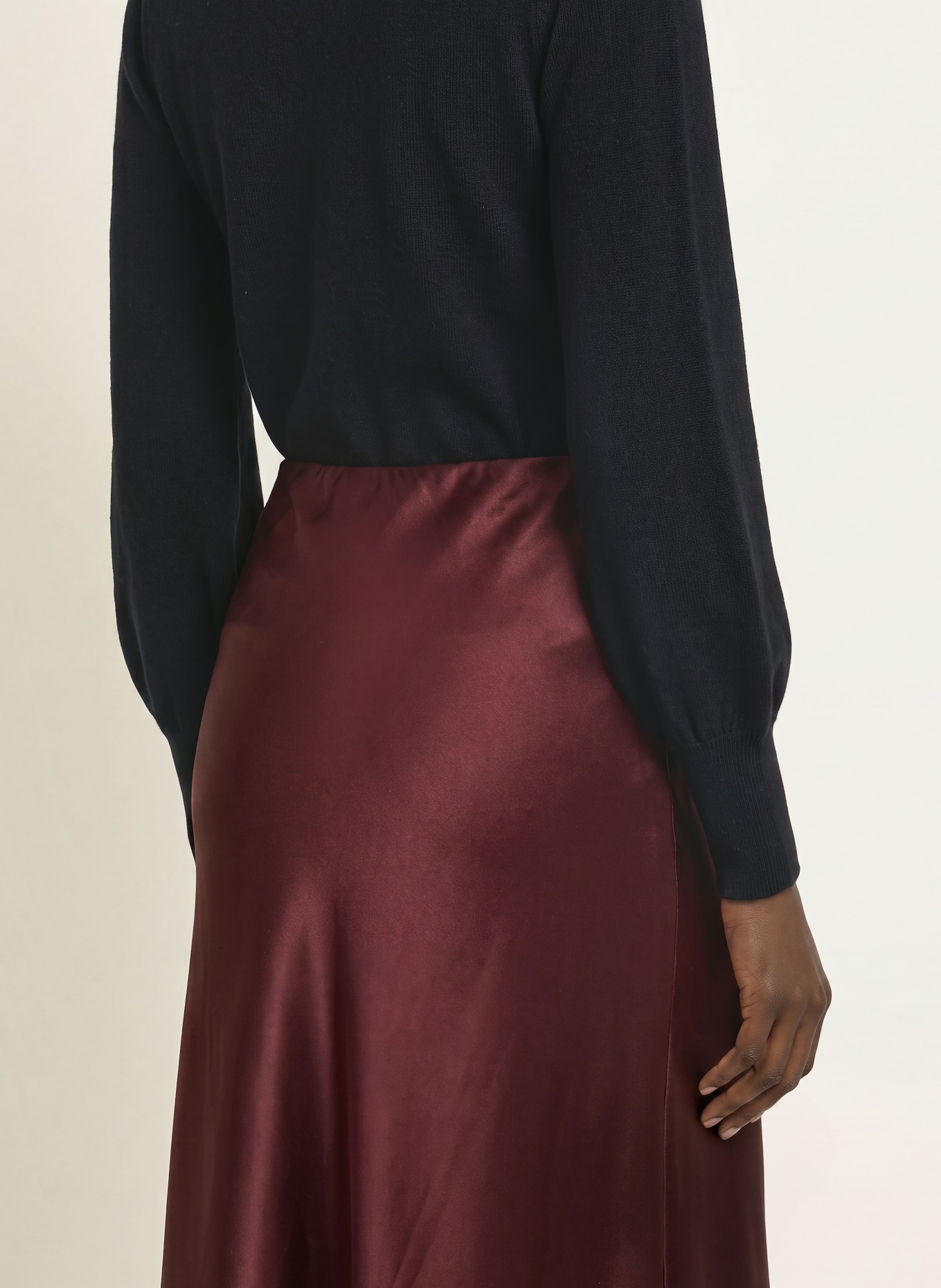 HERZENS Jupe en satin RUBY: ROUGE FONCÉ