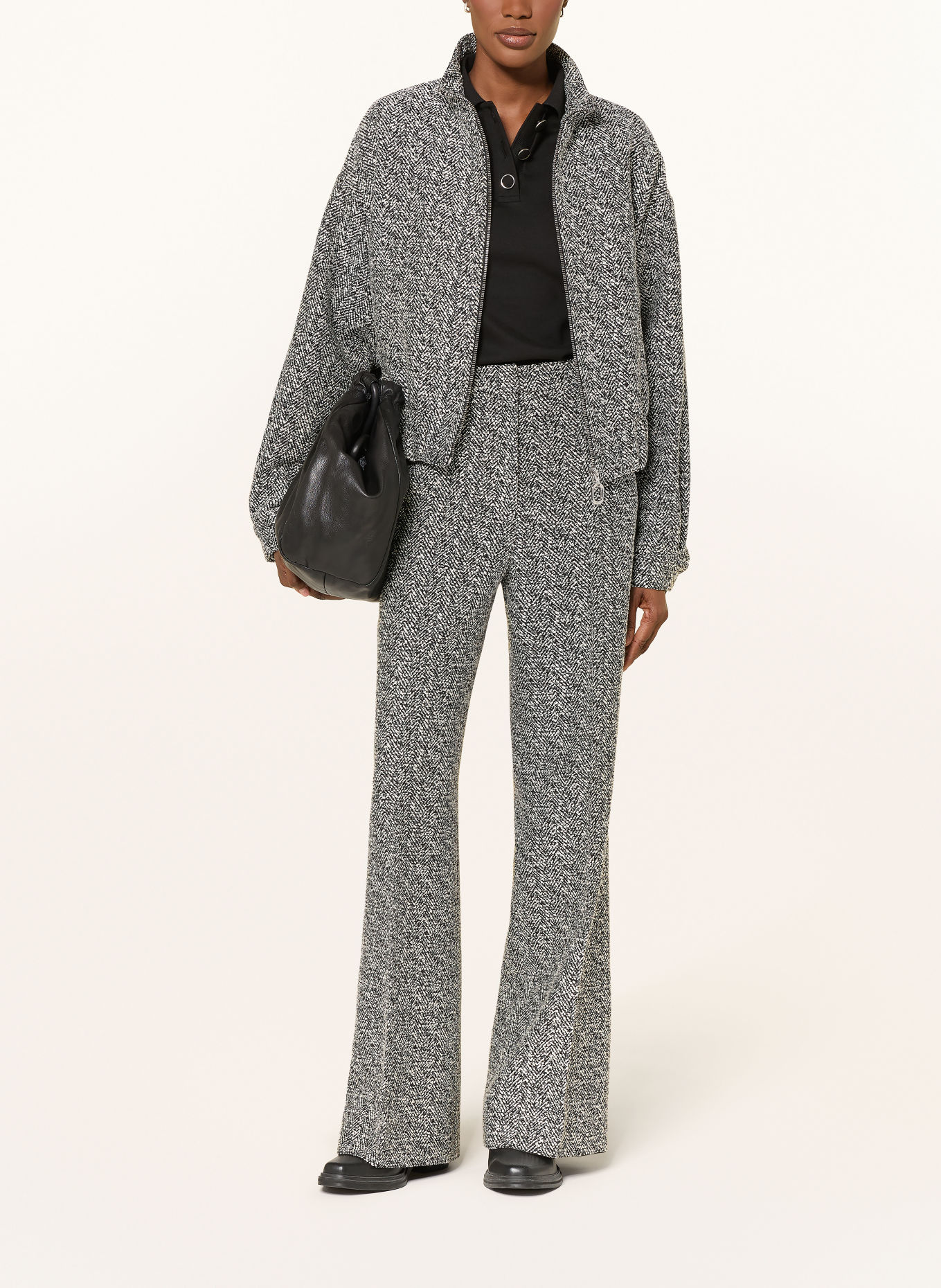 HUGO Pantalon palazzo HASMINA: NOIR / GRIS / BLANC