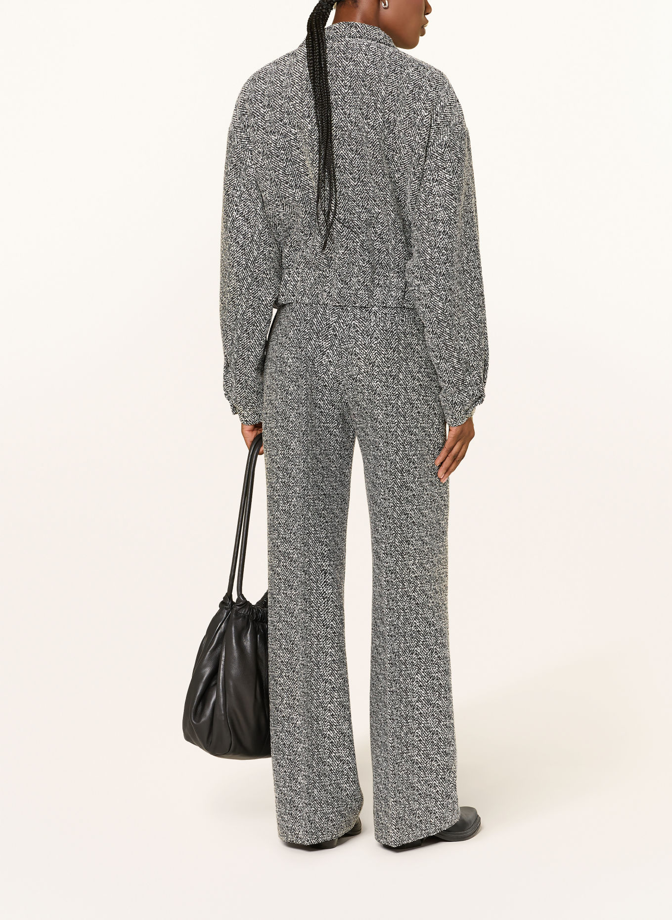 HUGO Pantalon palazzo HASMINA: NOIR / GRIS / BLANC