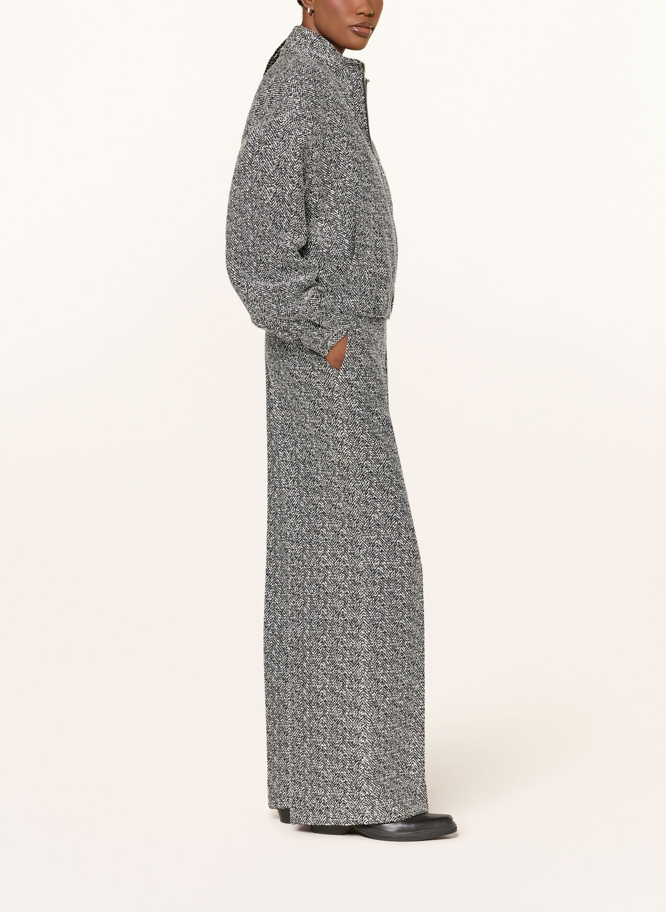 HUGO Pantalon palazzo HASMINA: NOIR / GRIS / BLANC