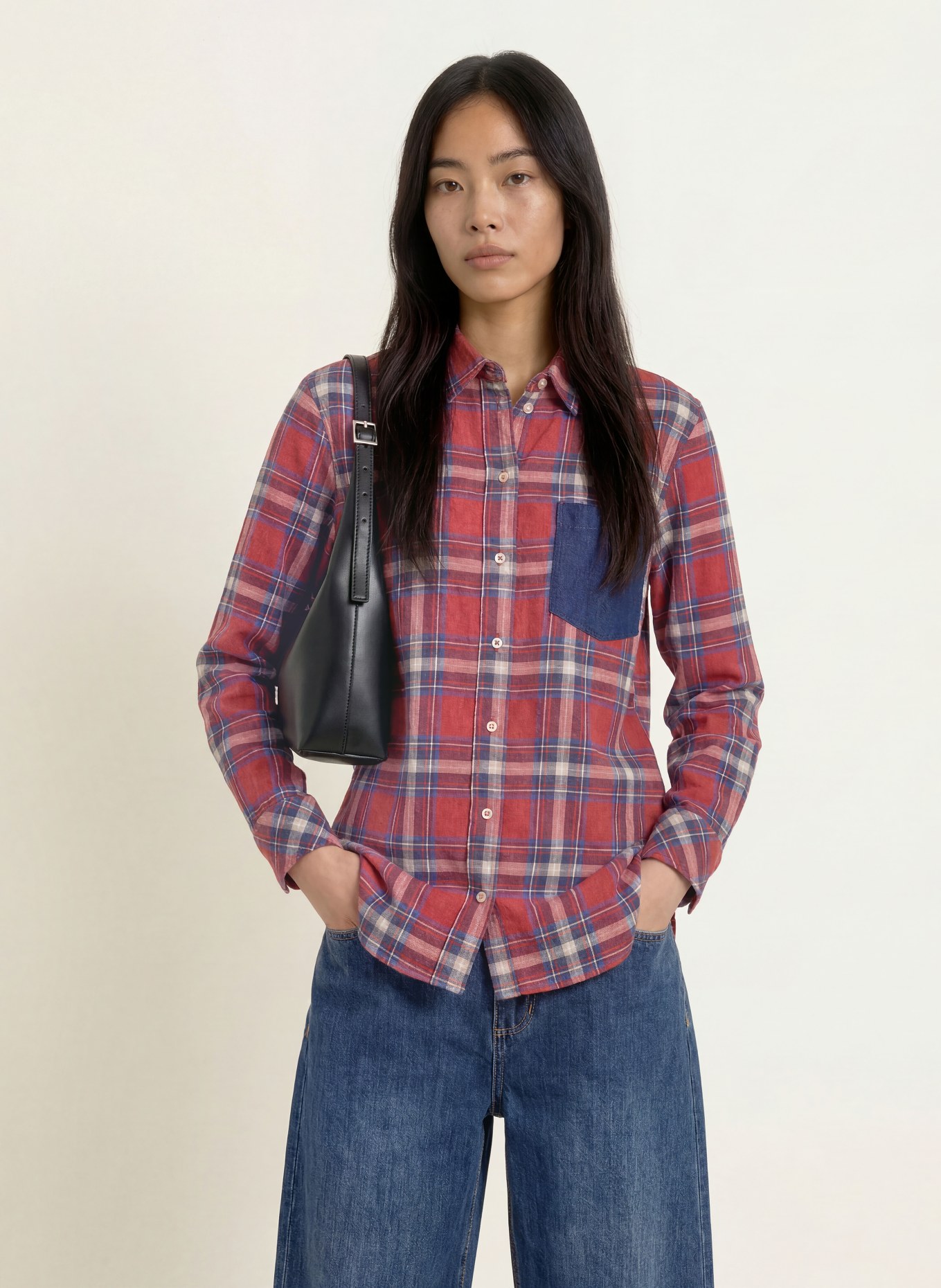 Emily VAN DEN BERGH Flanel shirt blouse: RED / BLUE / WHITE