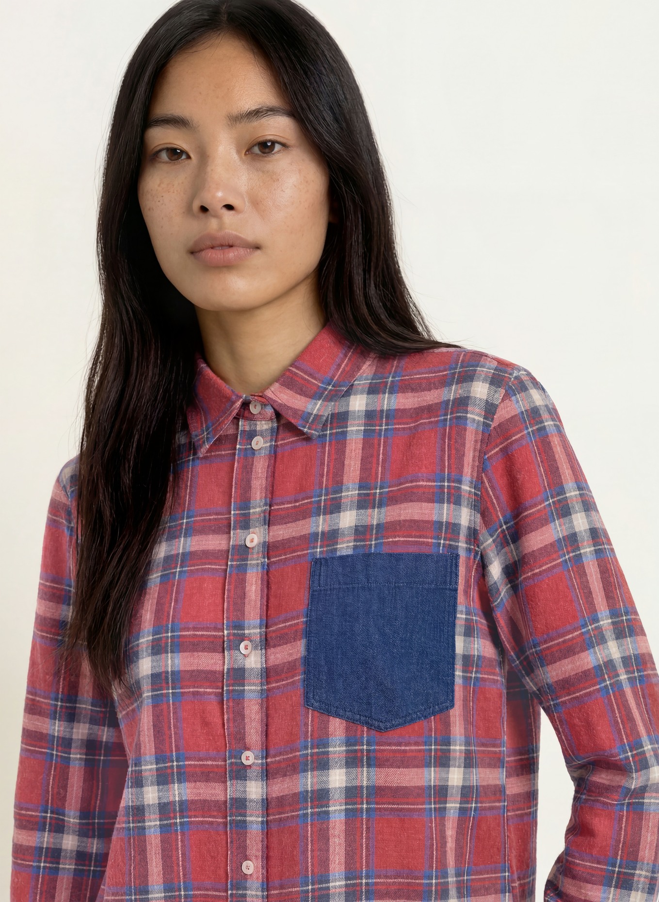 Emily VAN DEN BERGH Flanel shirt blouse: RED / BLUE / WHITE