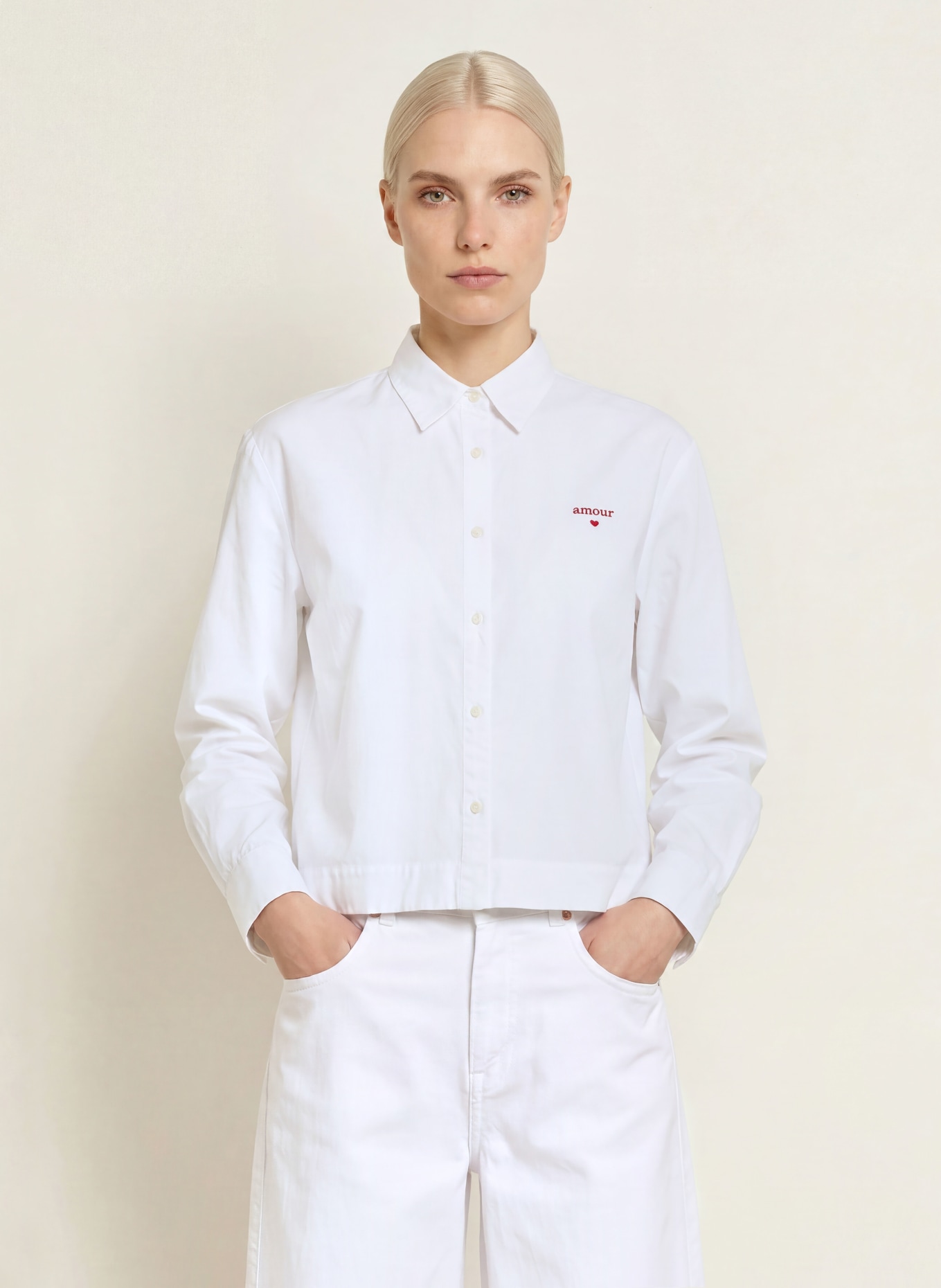 Emily VAN DEN BERGH Shirt blouse: WHITE / RED