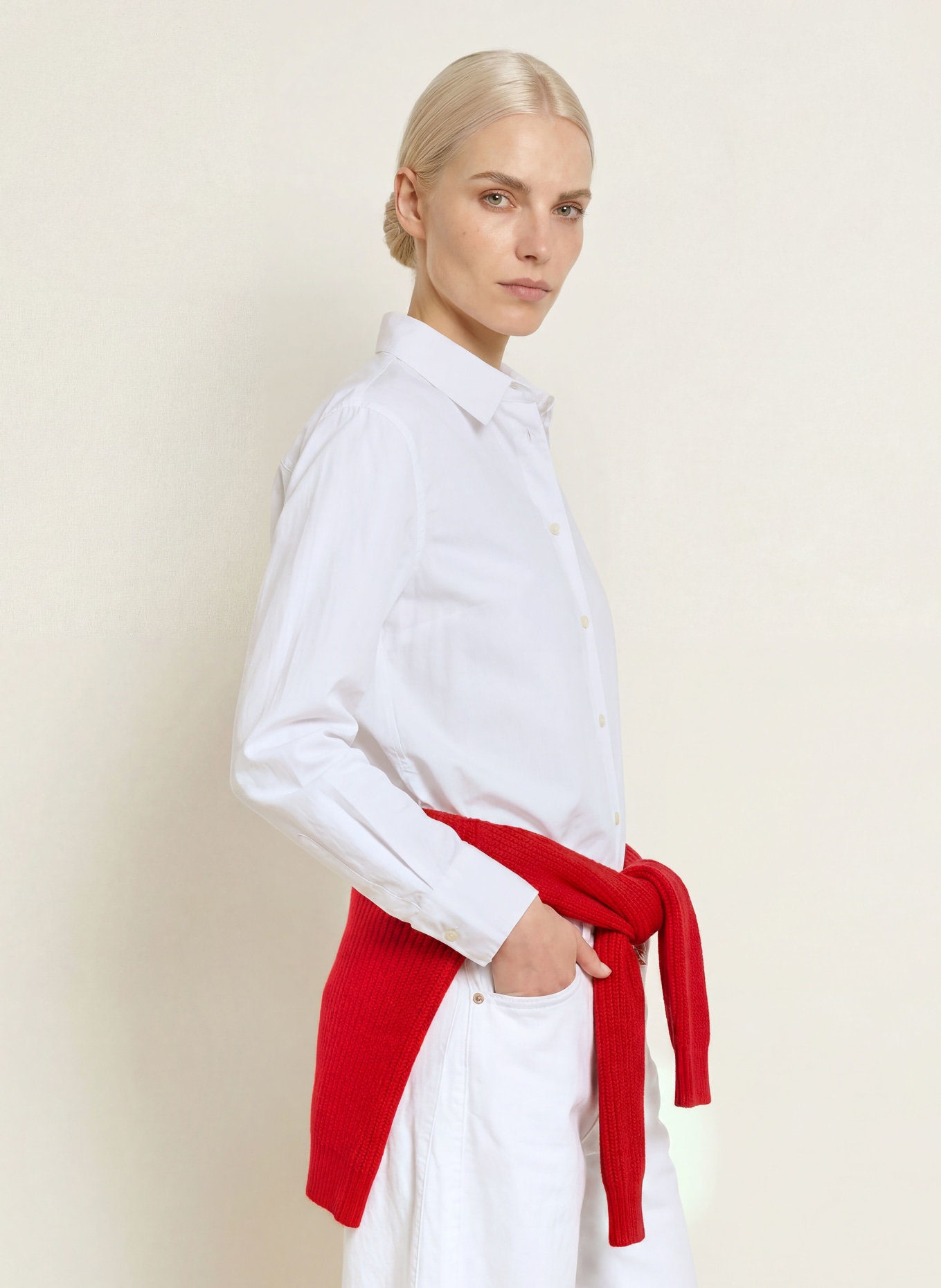 Emily VAN DEN BERGH Shirt blouse: WHITE / RED