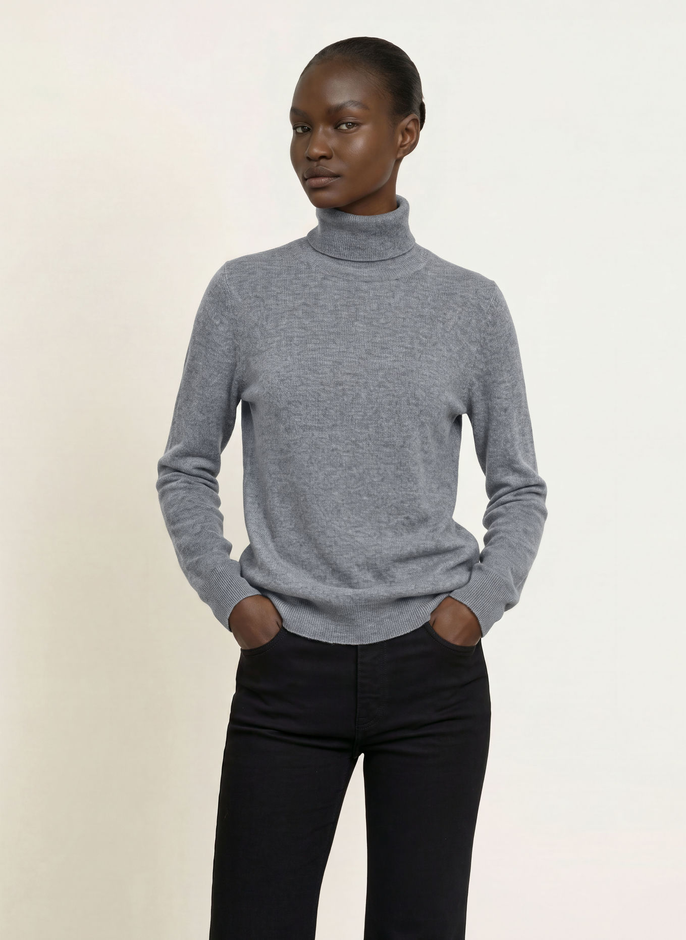 (THE MERCER) N.Y. Pull à col roulé en cachemire: GRIS