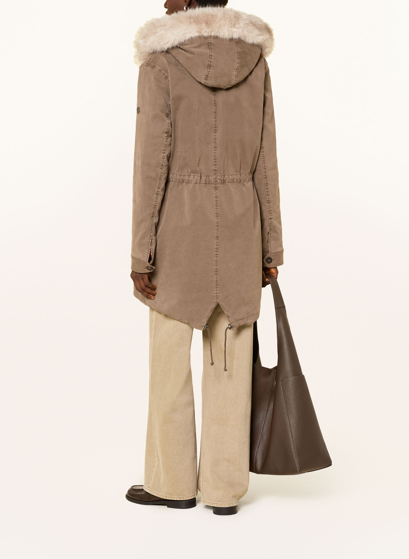 BLONDE No.8 Parka ASPEN met afneembare kunstbontvoering: KAKI / BEIGE