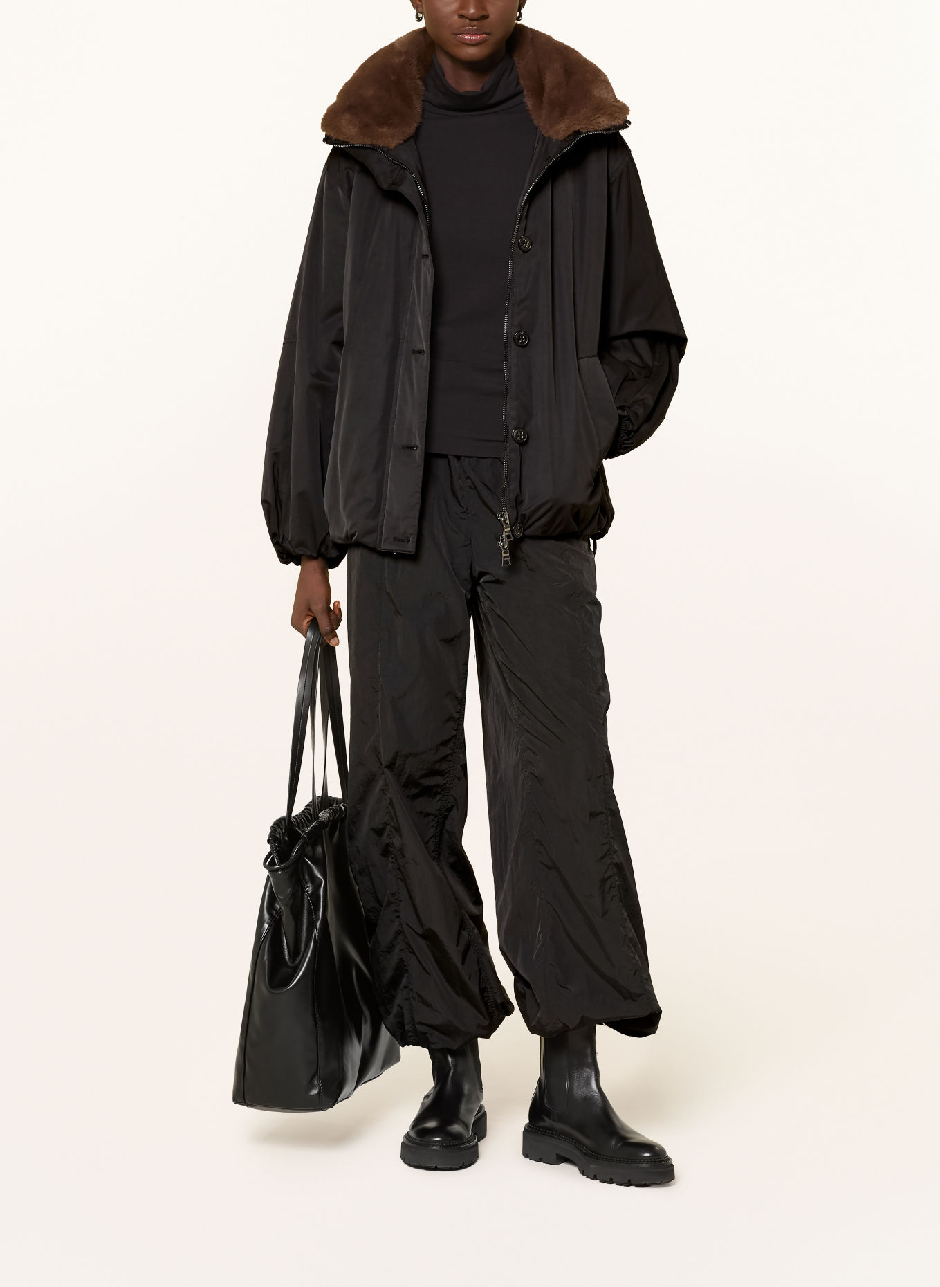BLONDE No.8 Jacke DANTE mit Kunstfell: SCHWARZ / BRAUN