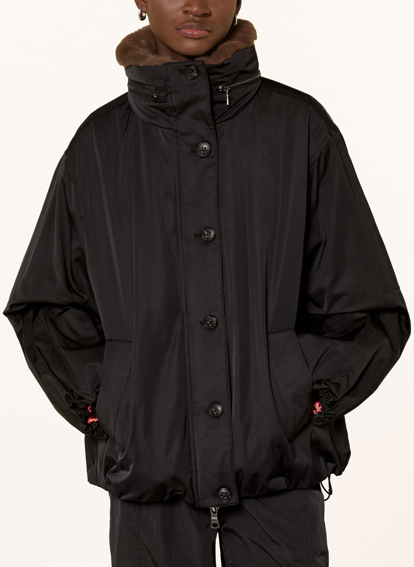 BLONDE No.8 Jacke DANTE mit Kunstfell: SCHWARZ / BRAUN