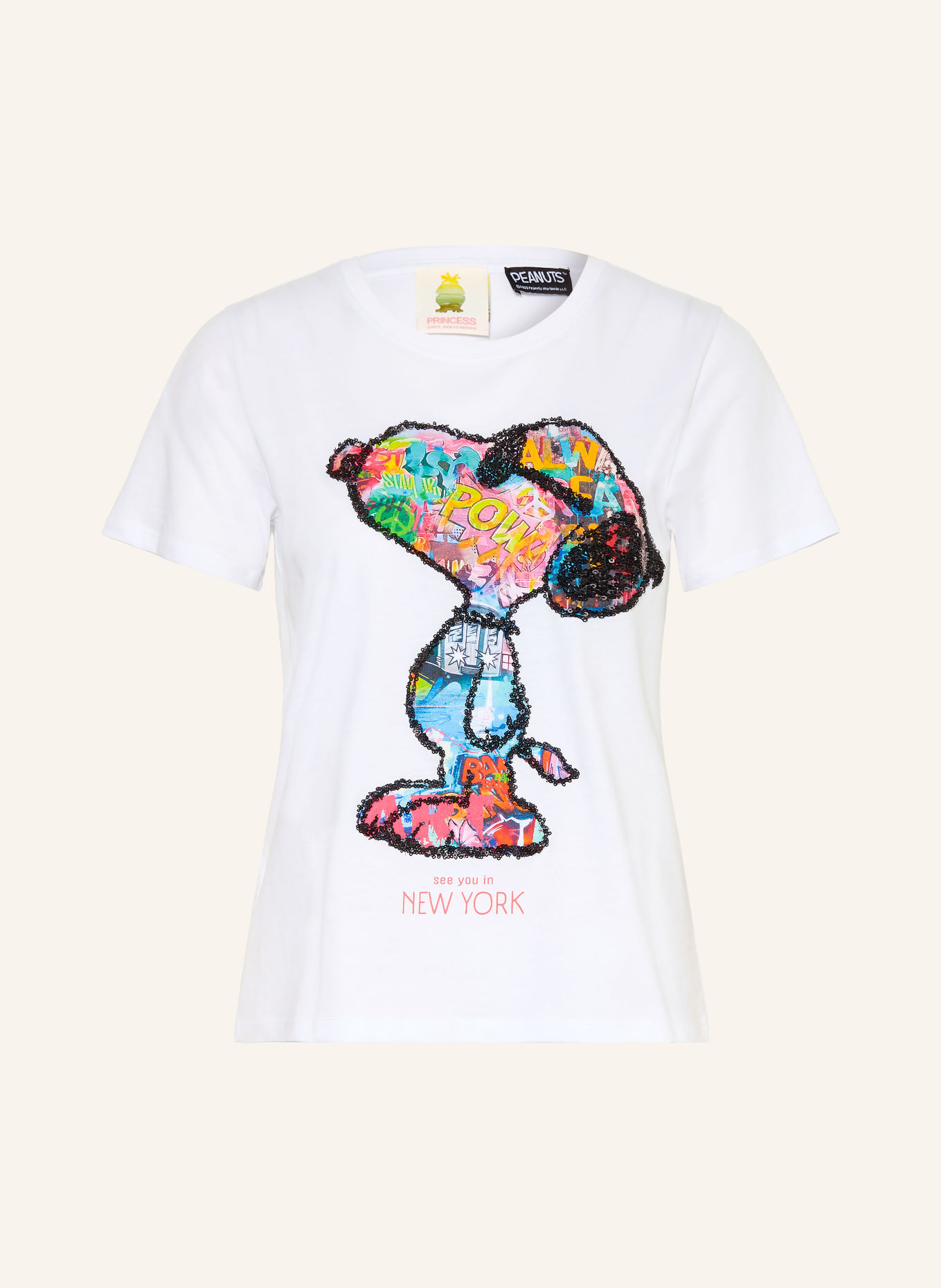 Princess GOES HOLLYWOOD T-shirt met pailletten: WIT / ROOD / GEEL