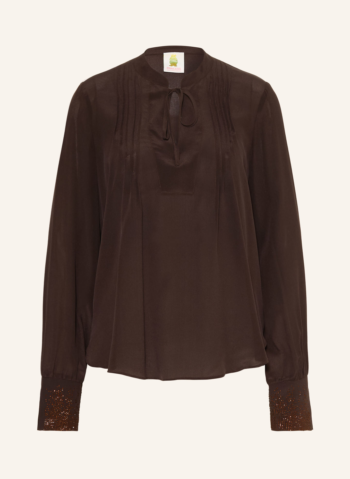 Princess GOES HOLLYWOOD Blusenshirt aus Seide mit Schmucksteinen: DUNKELBRAUN
