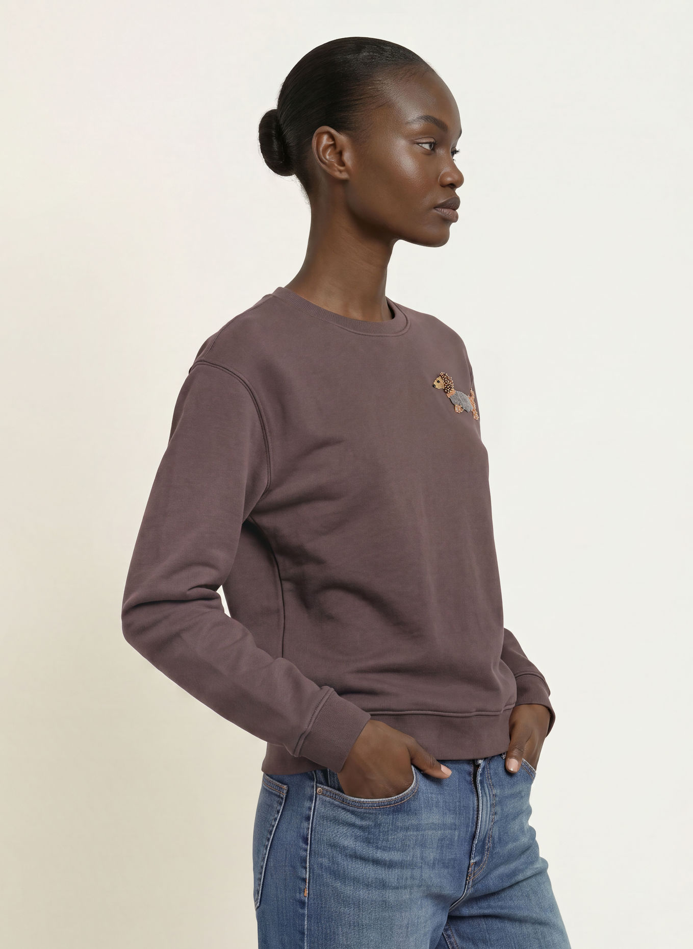 Princess GOES HOLLYWOOD Sweatshirt mit Schmuckperlen: DUNKELBRAUN