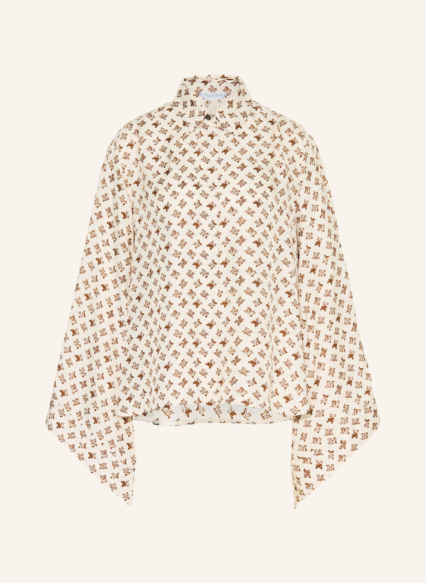 Max Mara OBICE Silk Blouse: CREAM / DARK BROWN / BROWN