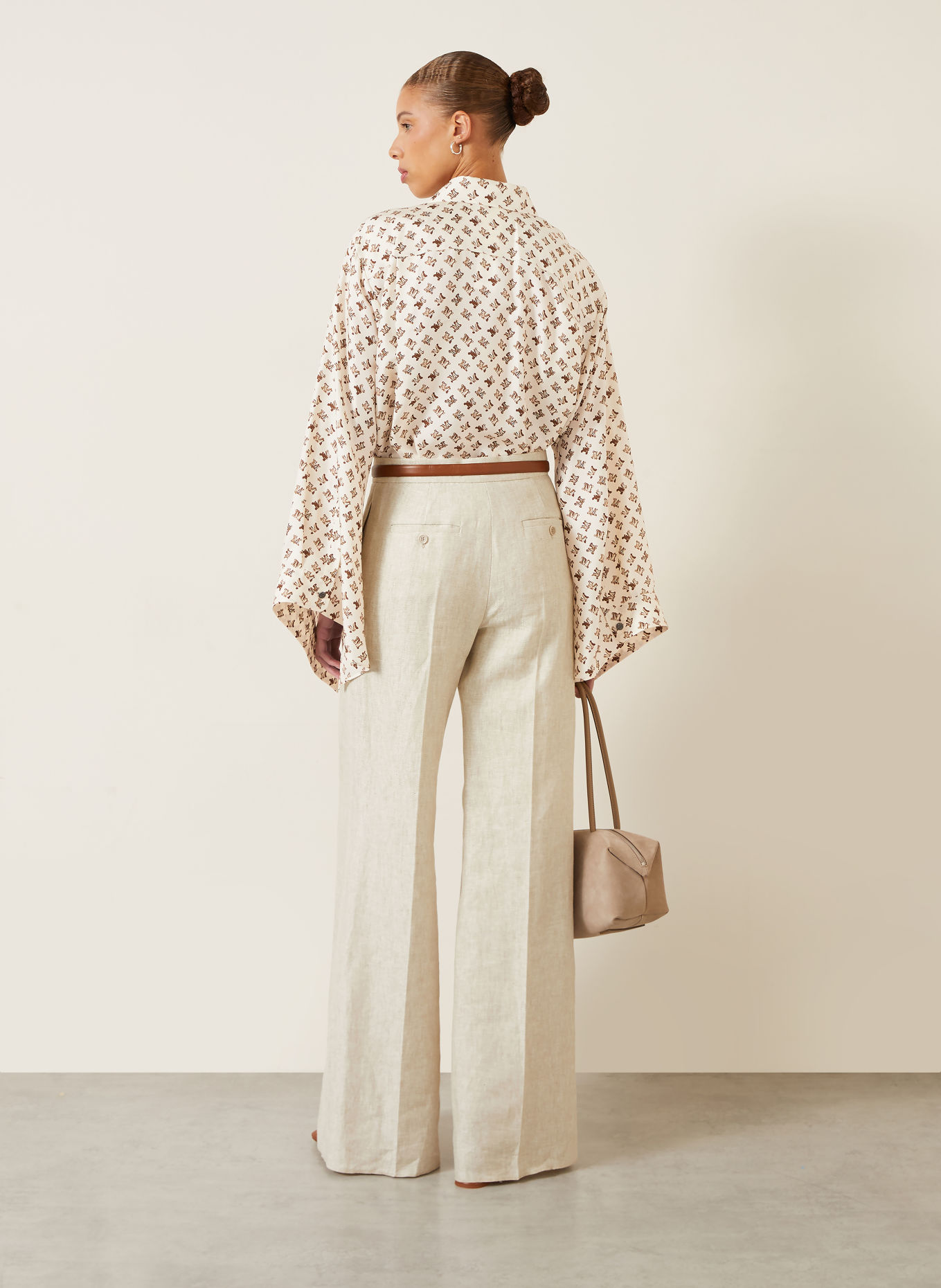 Max Mara OBICE Silk Blouse: CREAM / DARK BROWN / BROWN