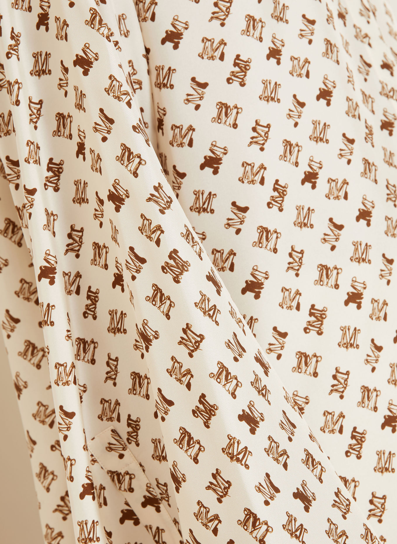 Max Mara OBICE Silk Blouse: CREAM / DARK BROWN / BROWN