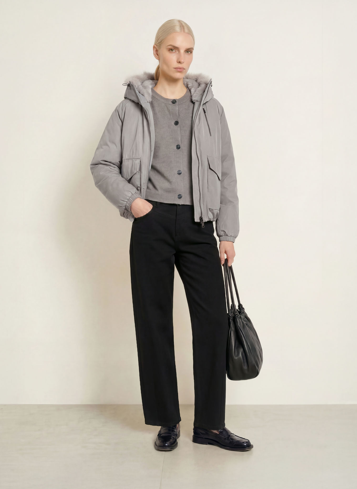 No.1 Como Jacke MERATE mit Kunstfell: TAUPE