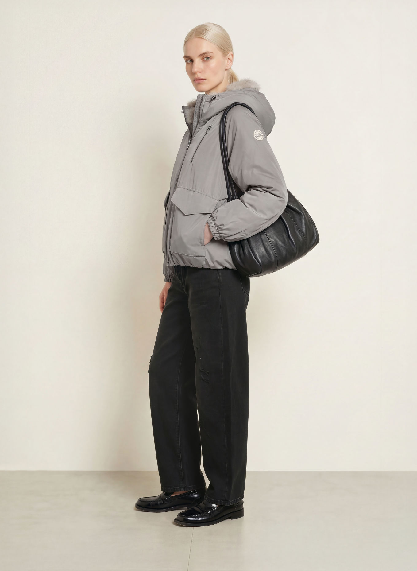 No.1 Como Jacke MERATE mit Kunstfell: TAUPE