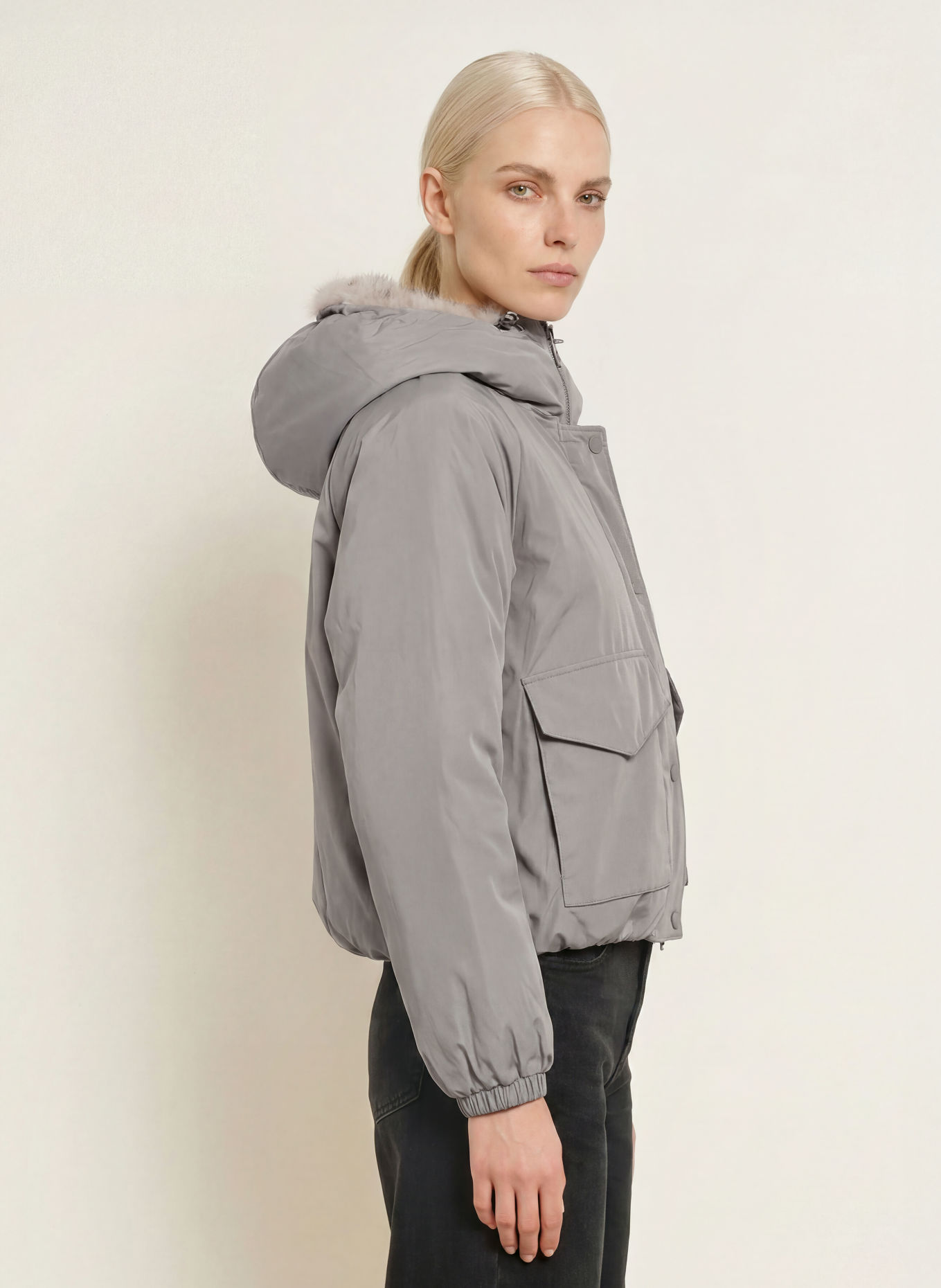 No.1 Como Jacke MERATE mit Kunstfell: TAUPE