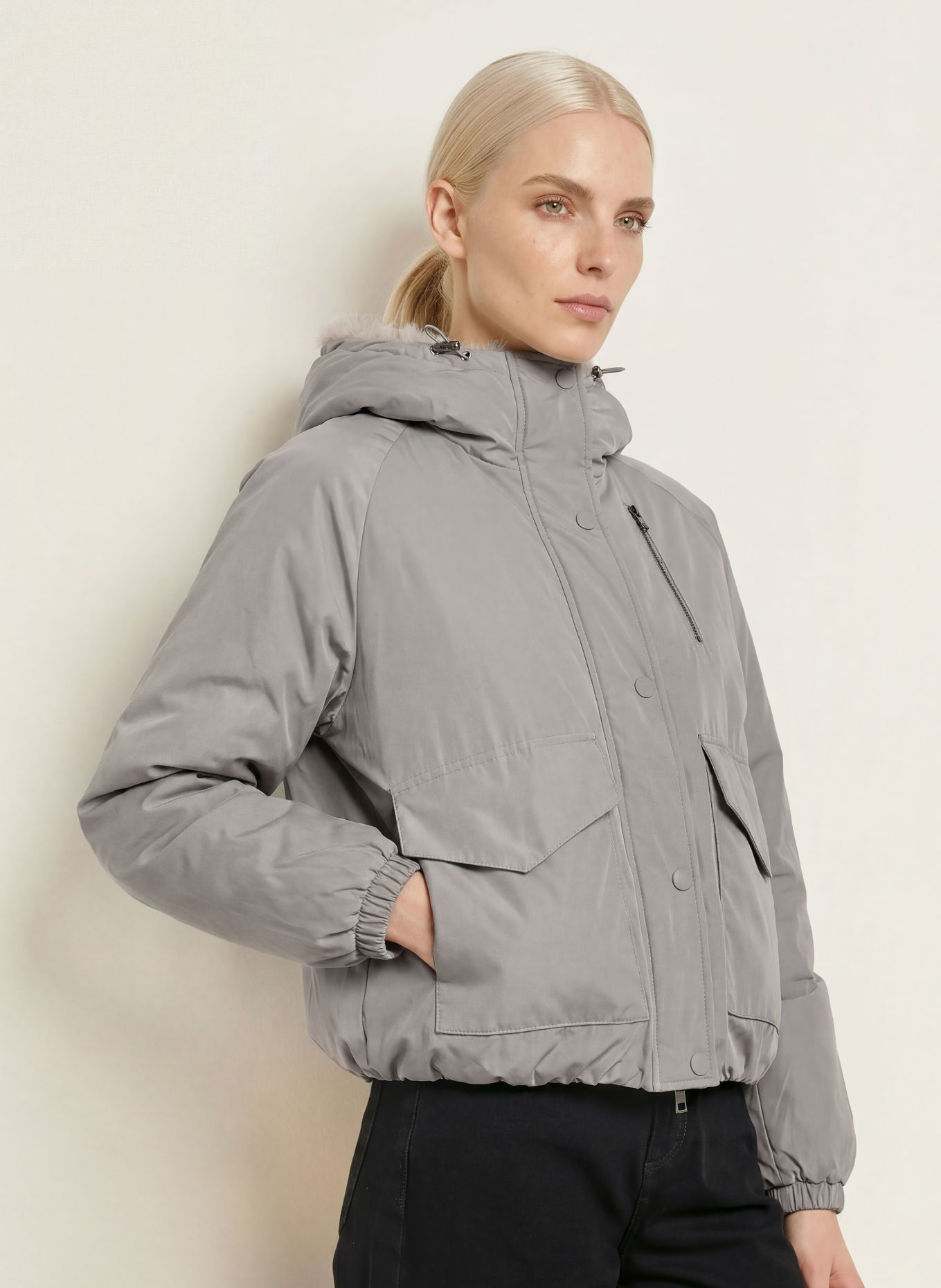 No.1 Como Jacke MERATE mit Kunstfell: TAUPE