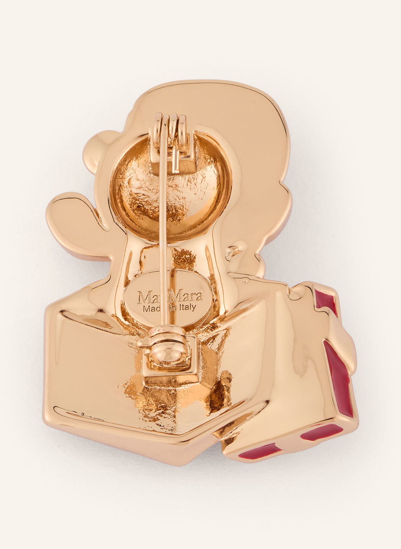 Max Mara Brosche SHINY: GOLD / ROT / WEISS