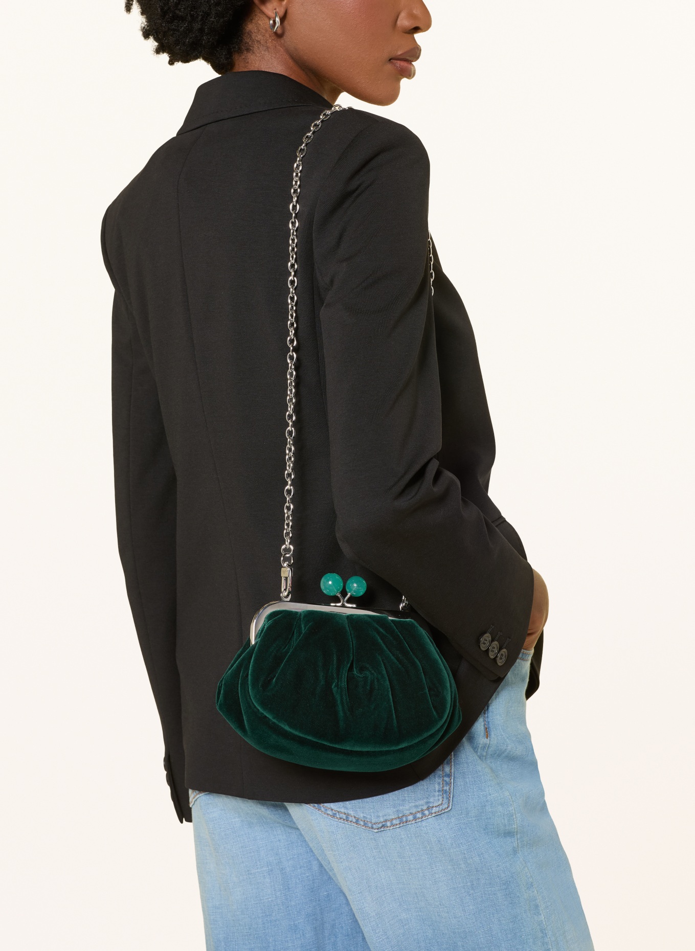 WEEKEND Max Mara Geantă de umăr GIOCHI: VERDE ÎNCHIS / ARGINT