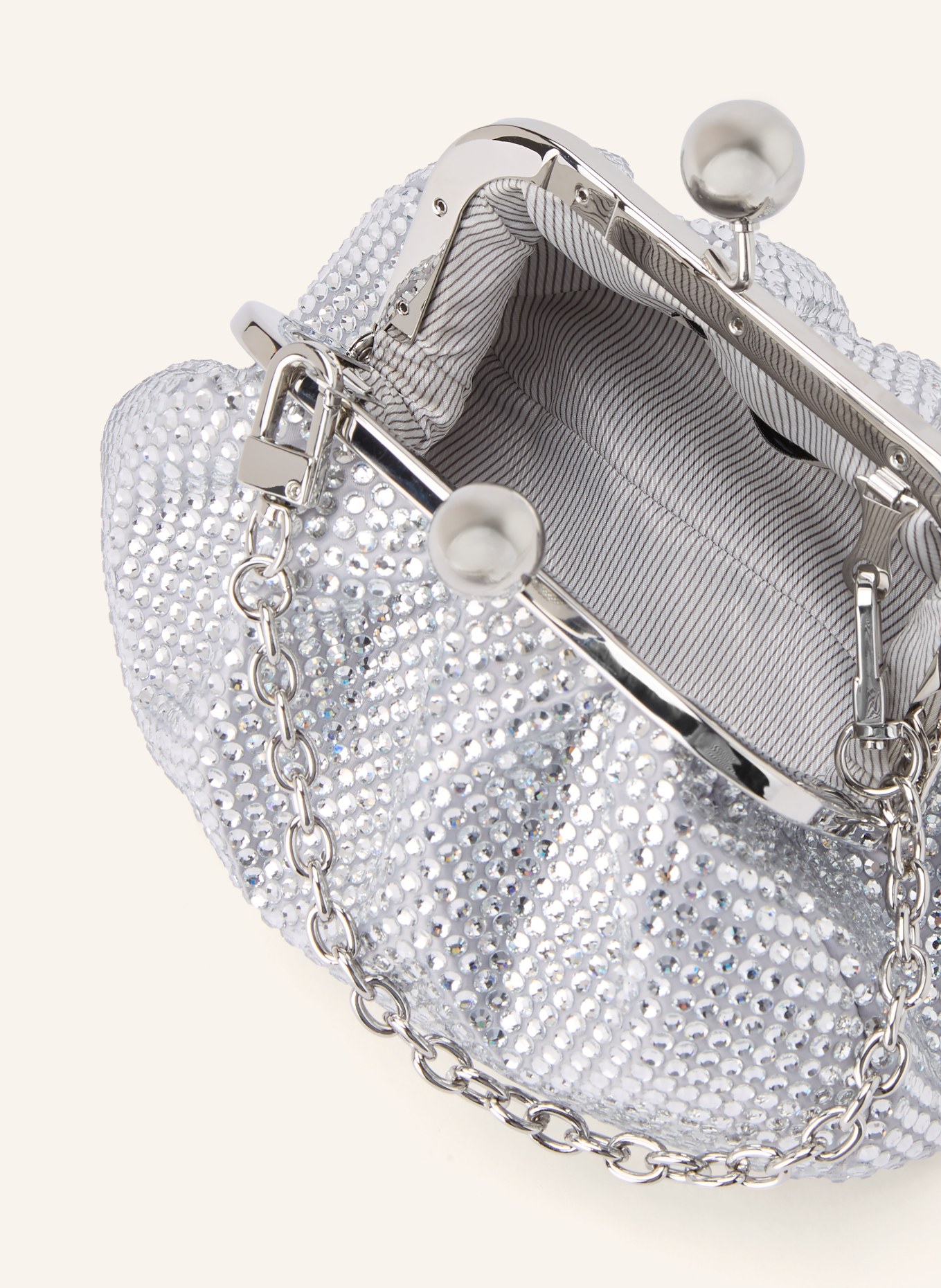 WEEKEND Max Mara Sac à bandoulière VINO avec pierres décoratives: ARGENT