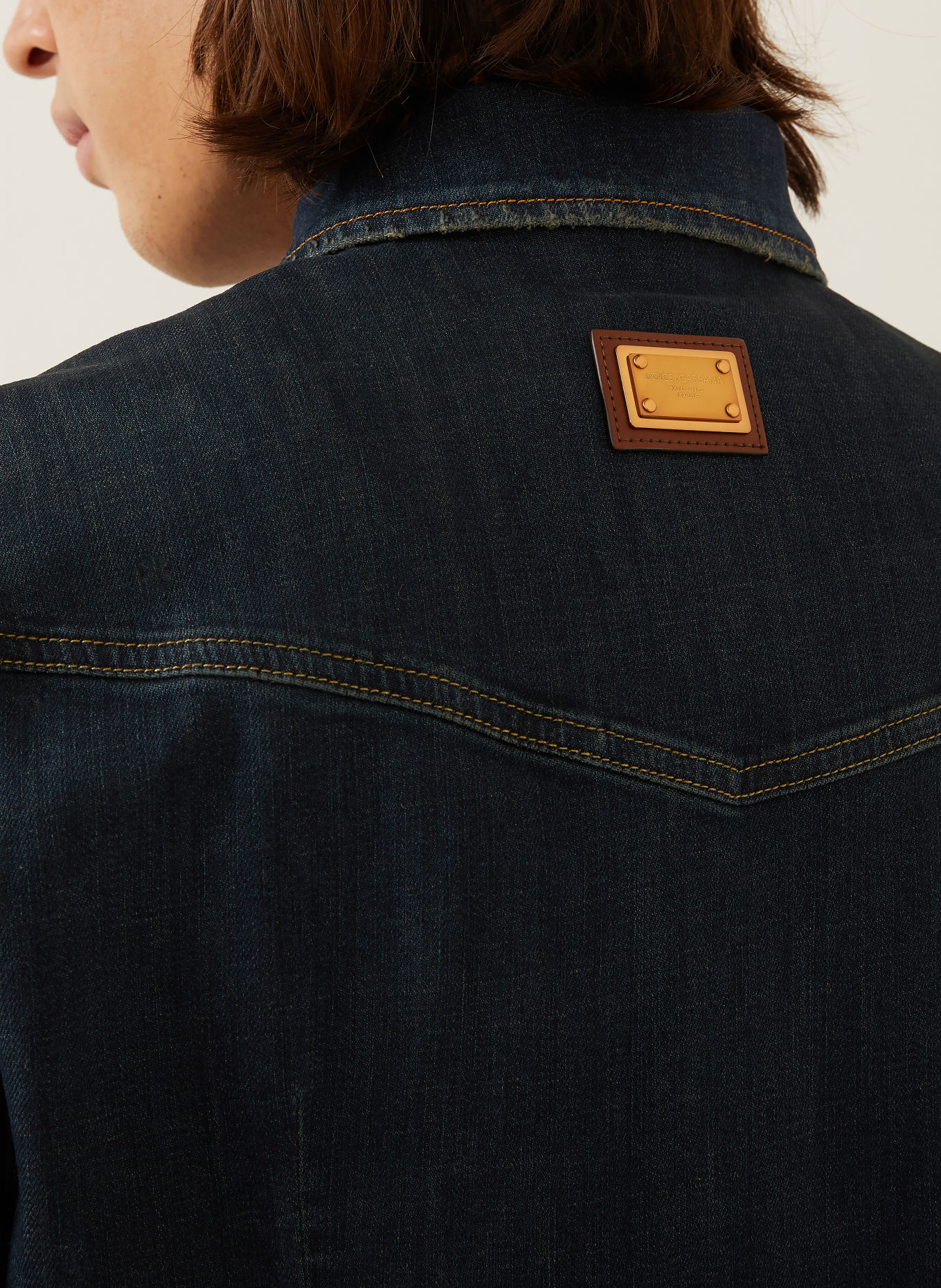 DOLCE & GABBANA Chemise en jean coupe extra slim: BLEU FONCÉ