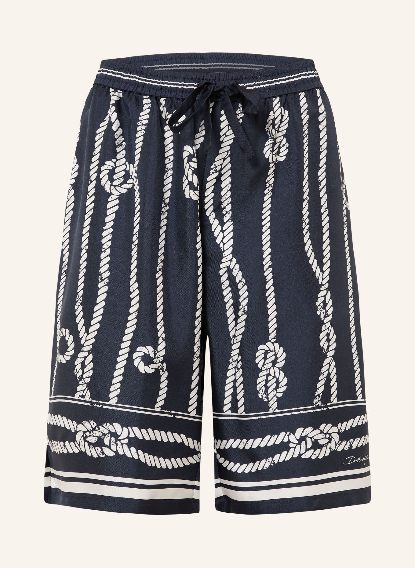 DOLCE & GABBANA Seidenshorts: DUNKELBLAU / WEISS
