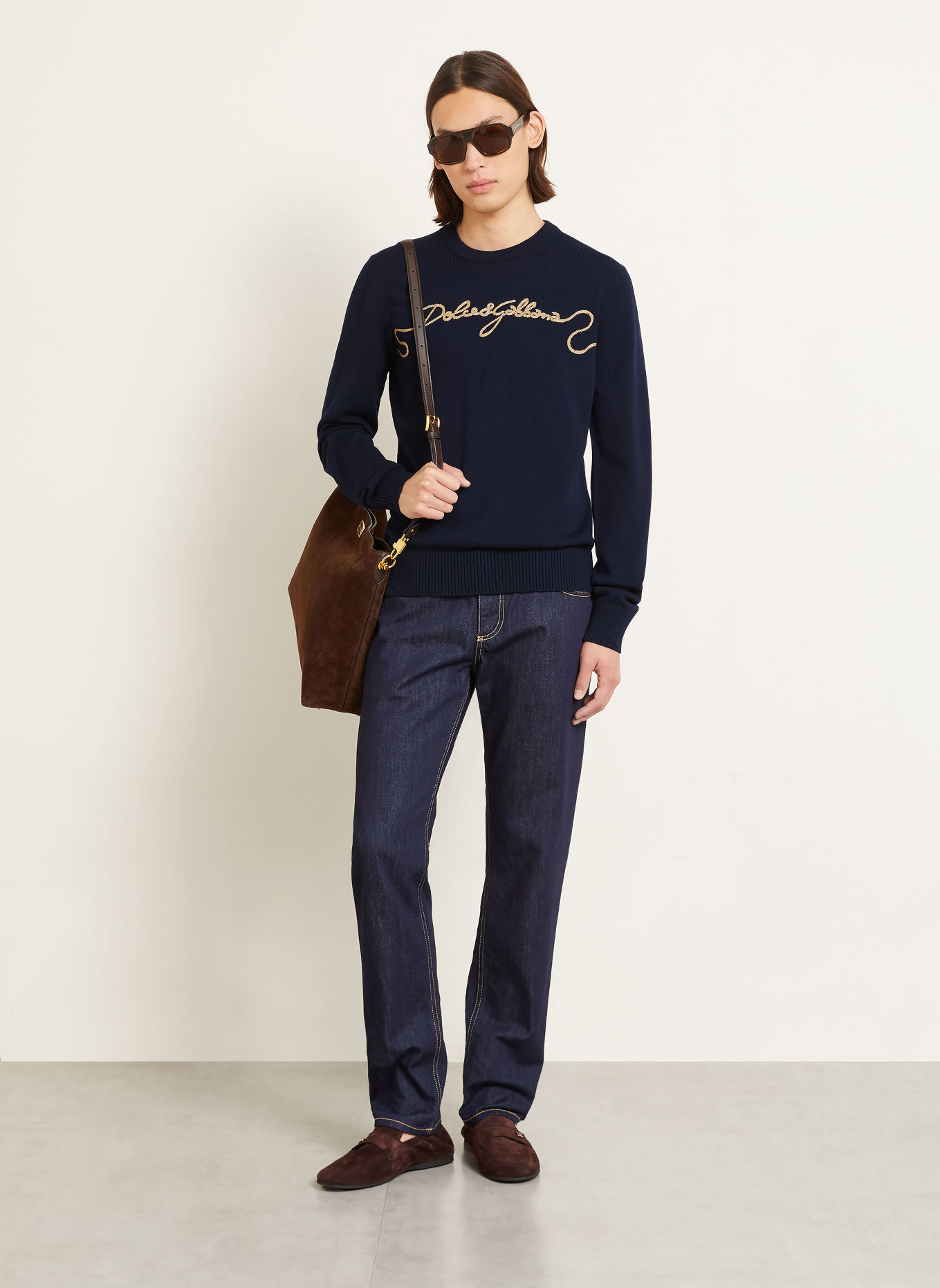 DOLCE & GABBANA Pull: BLEU FONCÉ / BEIGE