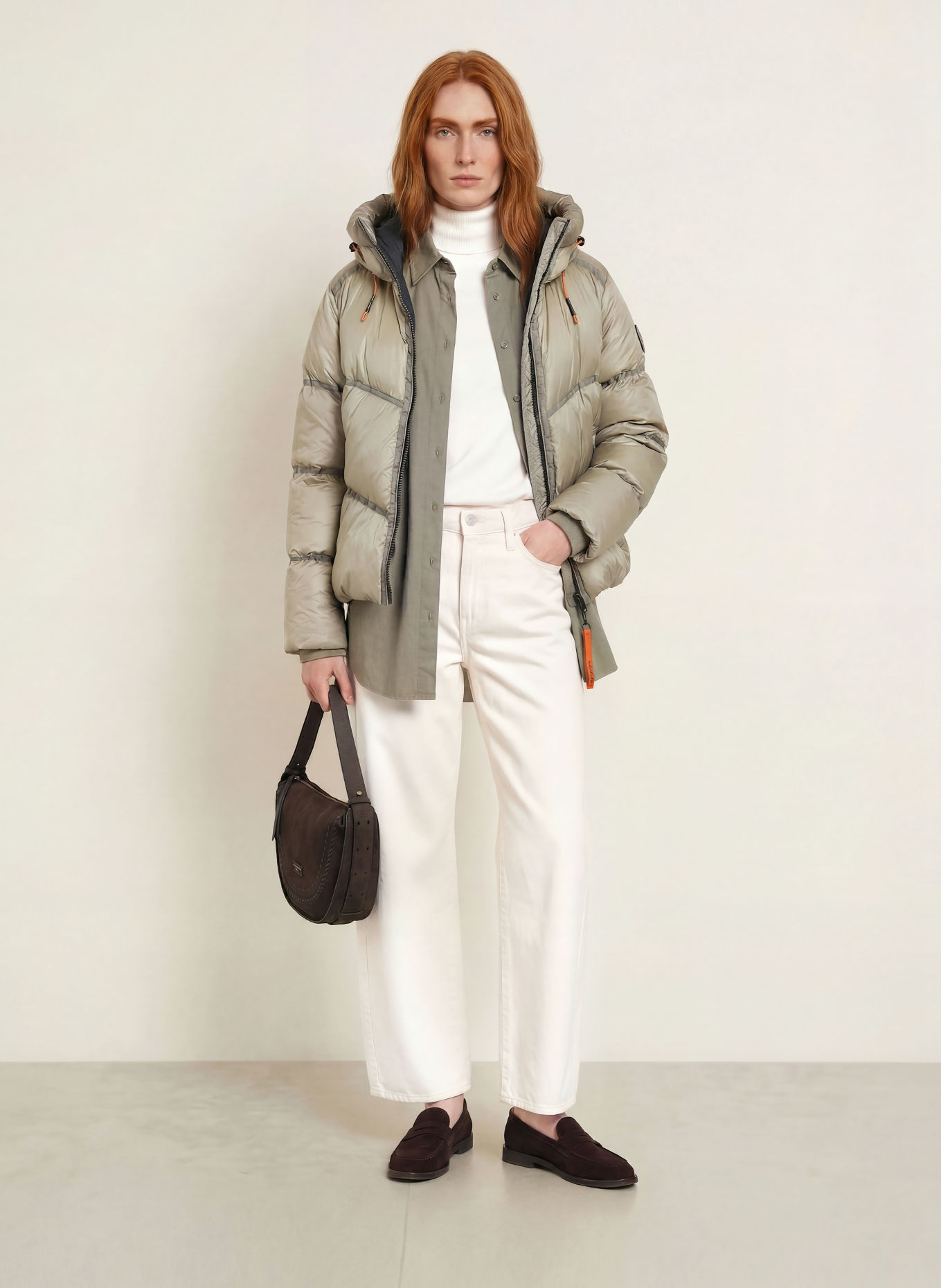 No.1 Como Gewatteerde jas PARIS: TAUPE