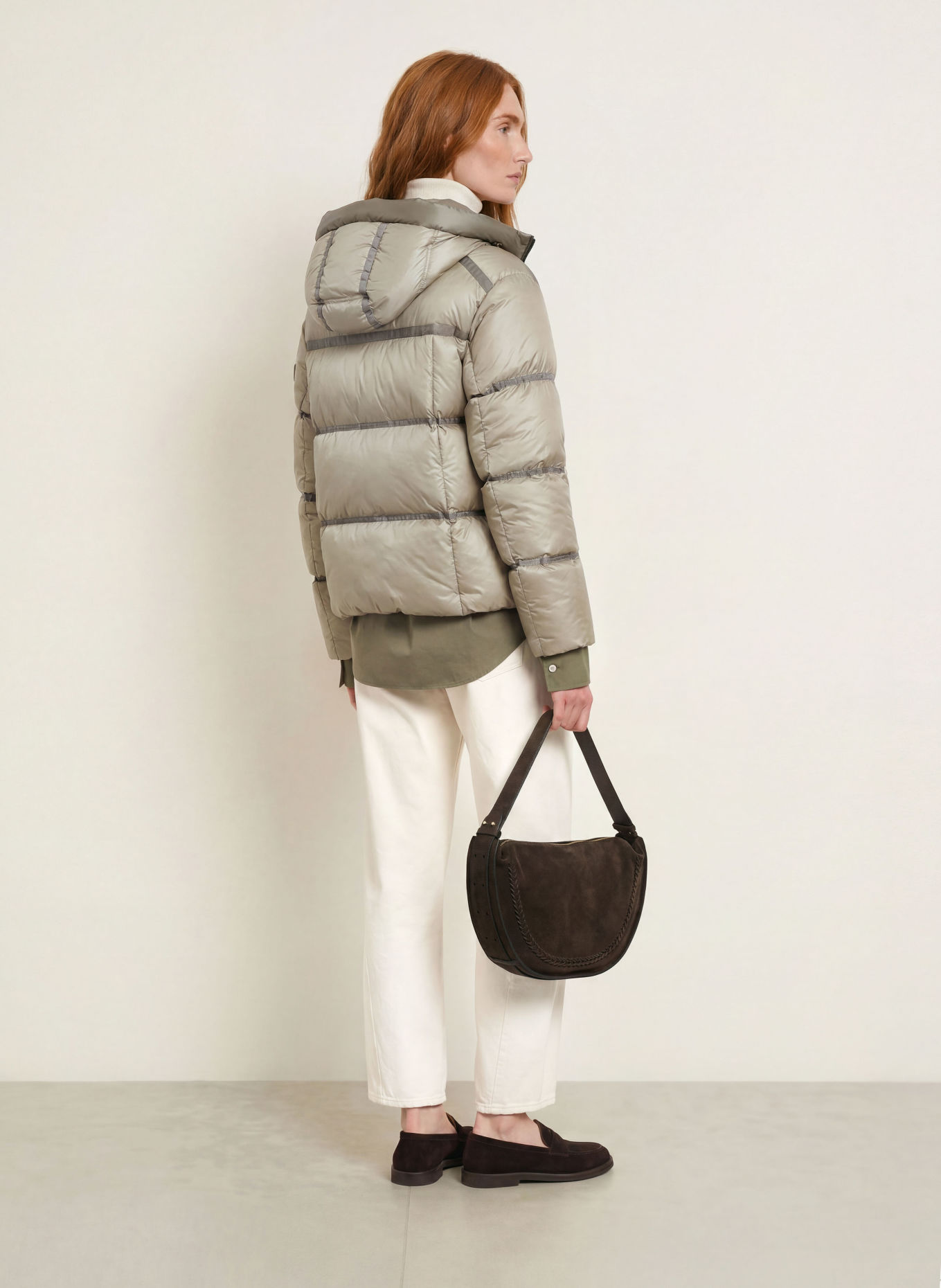 No.1 Como Gewatteerde jas PARIS: TAUPE