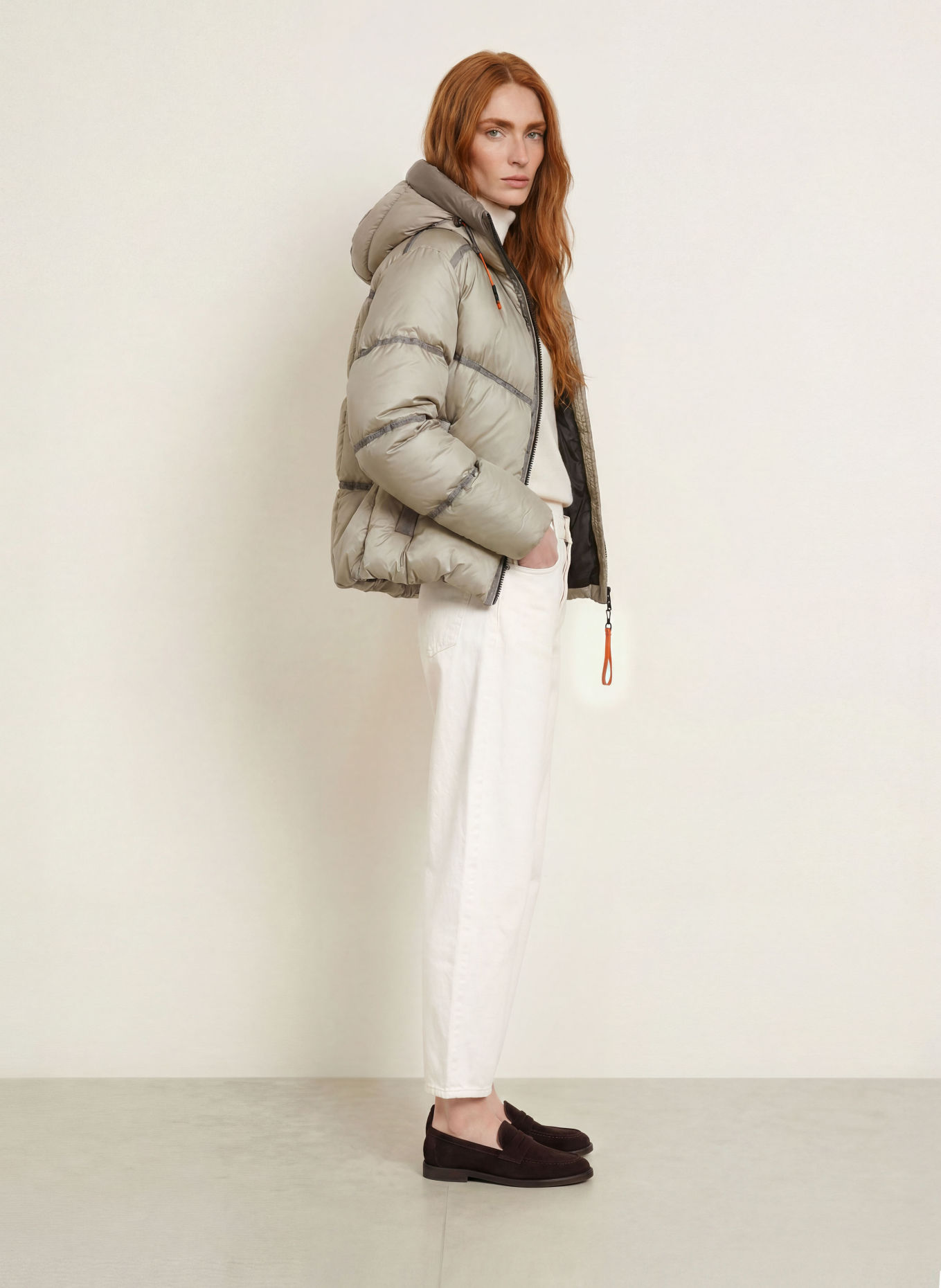 No.1 Como Gewatteerde jas PARIS: TAUPE