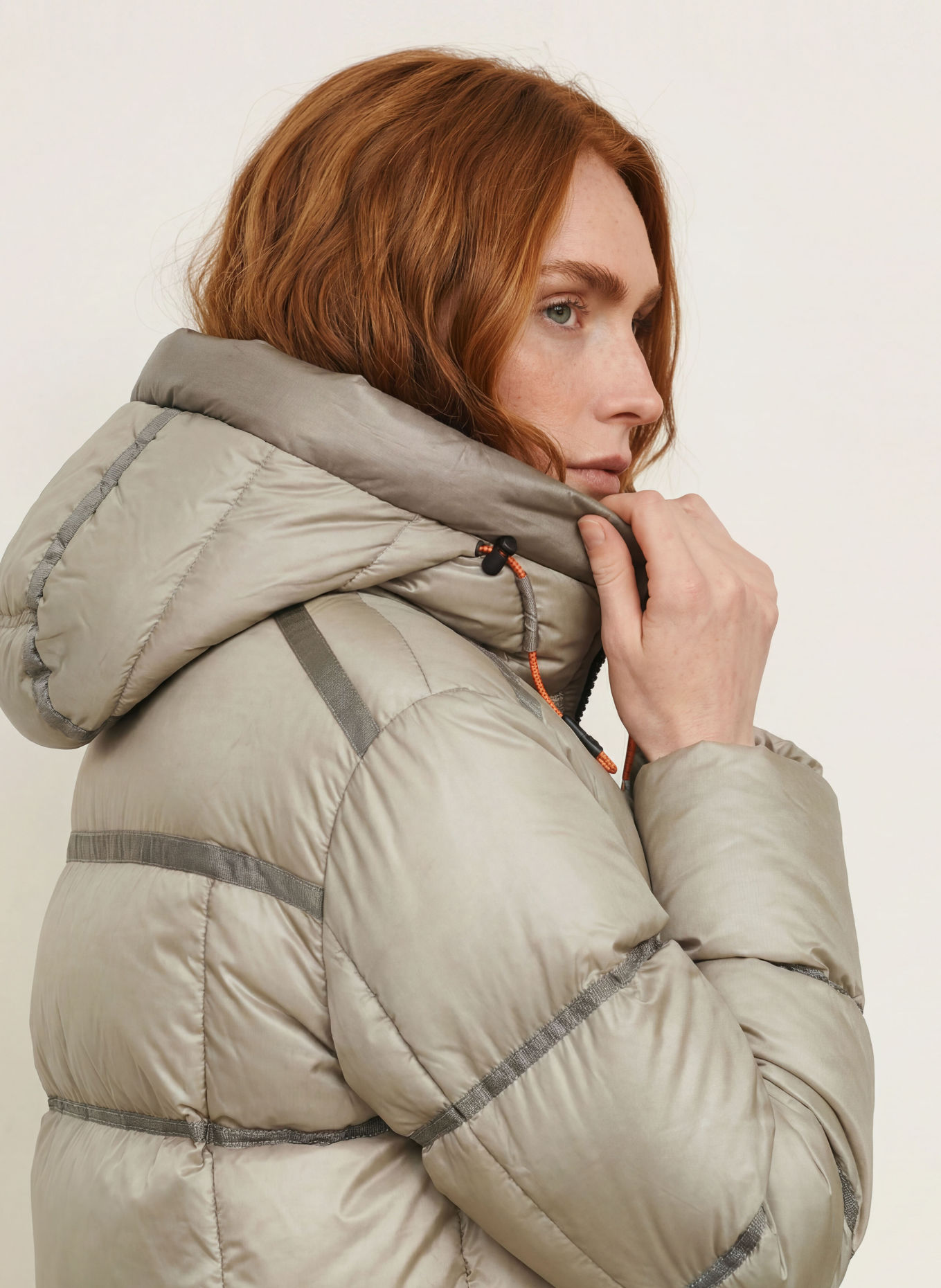 No.1 Como Gewatteerde jas PARIS: TAUPE