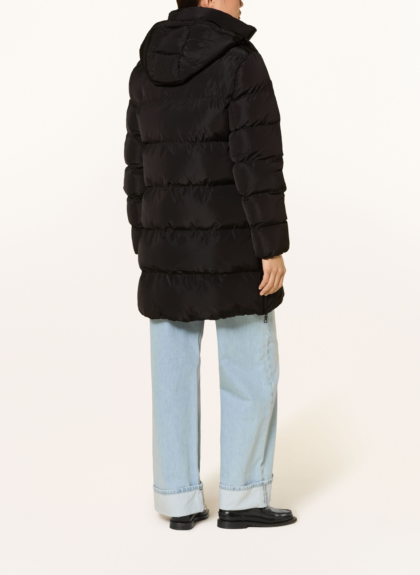 No.1 Como Manteau matelassé ISCHGL avec capuche amovible: NOIR