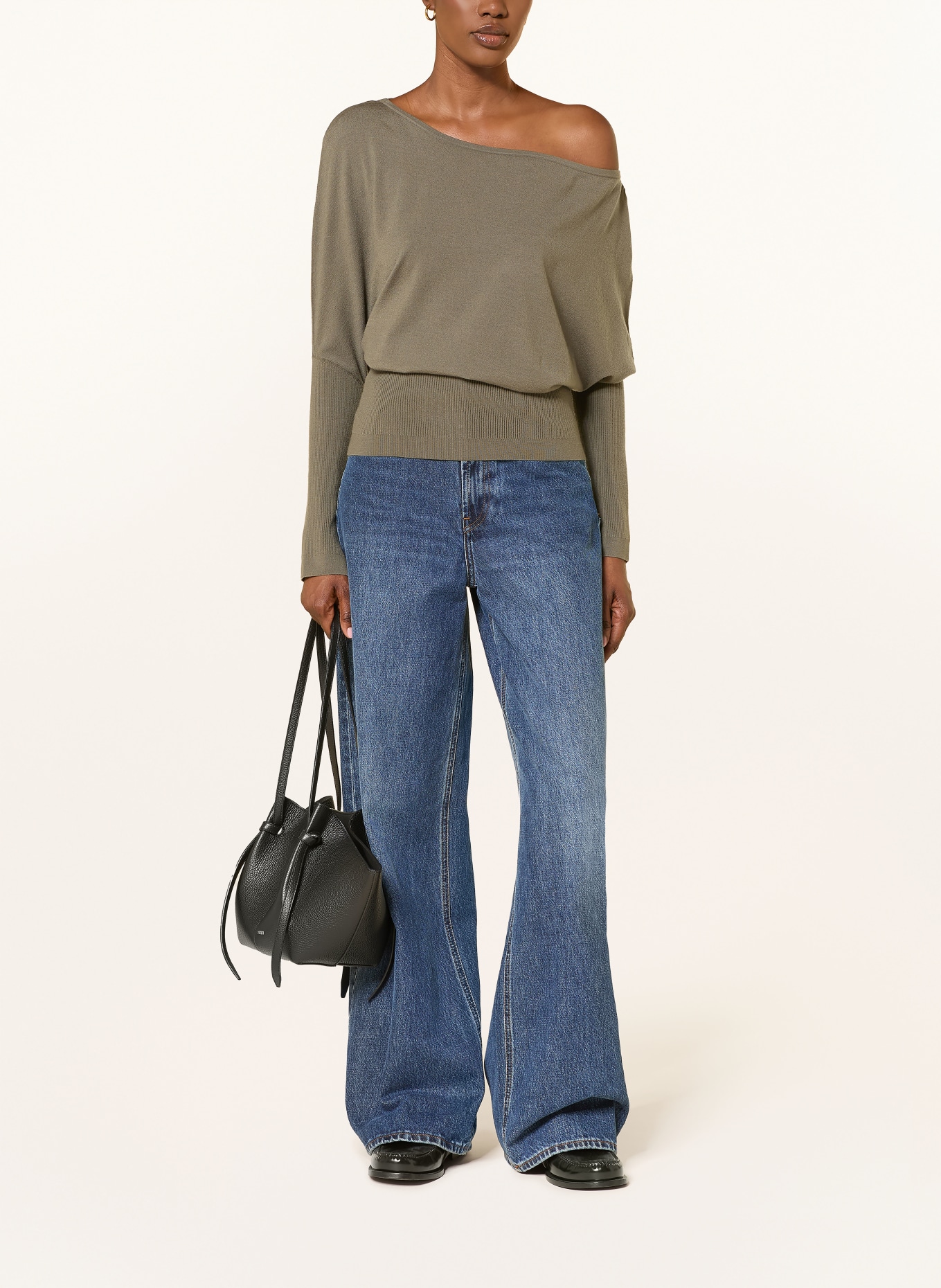 SIMKHAI LAVINA One-shoulder sweater: OLIVE